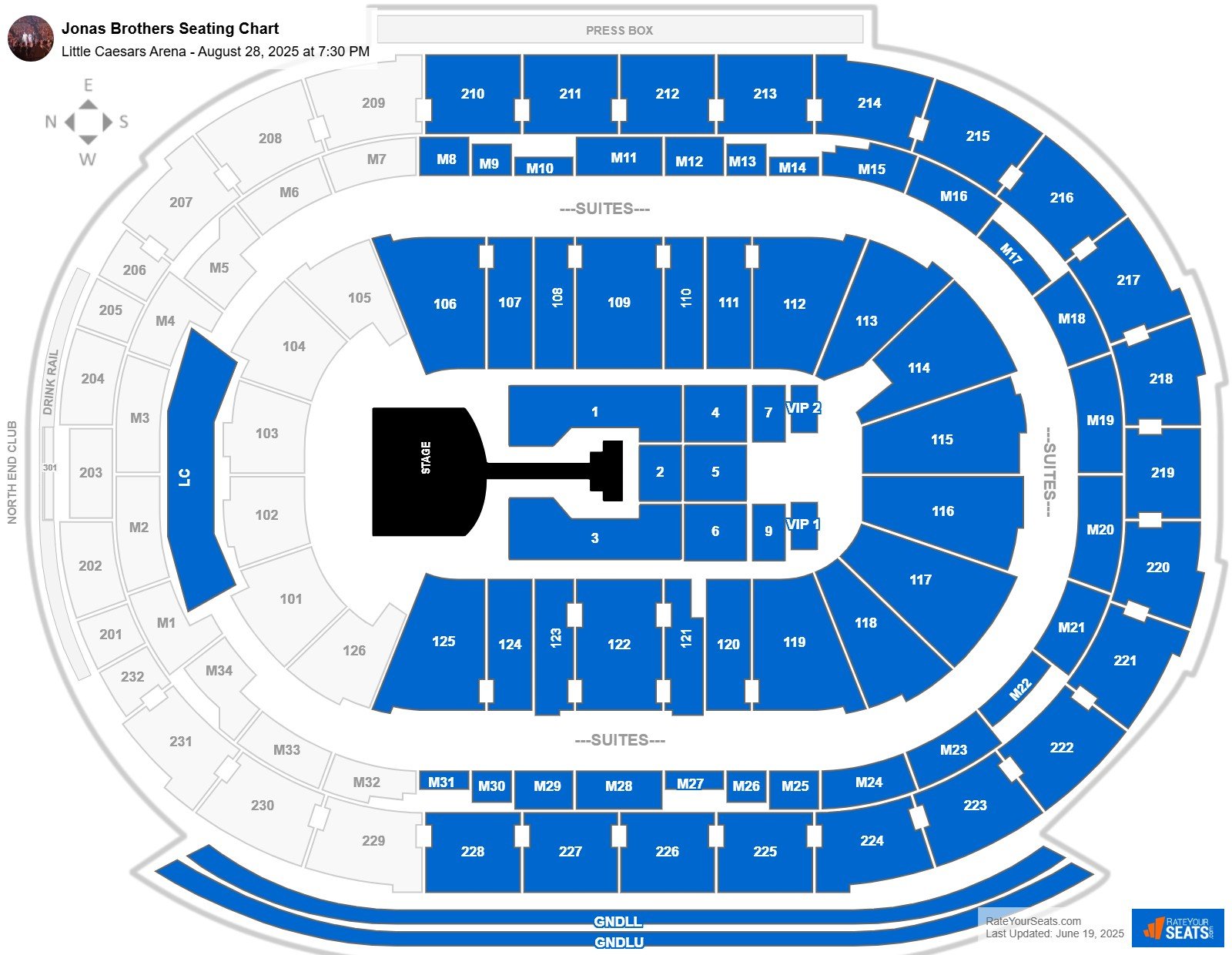 Jonas Brothers seating chart Little Caesars Arena
