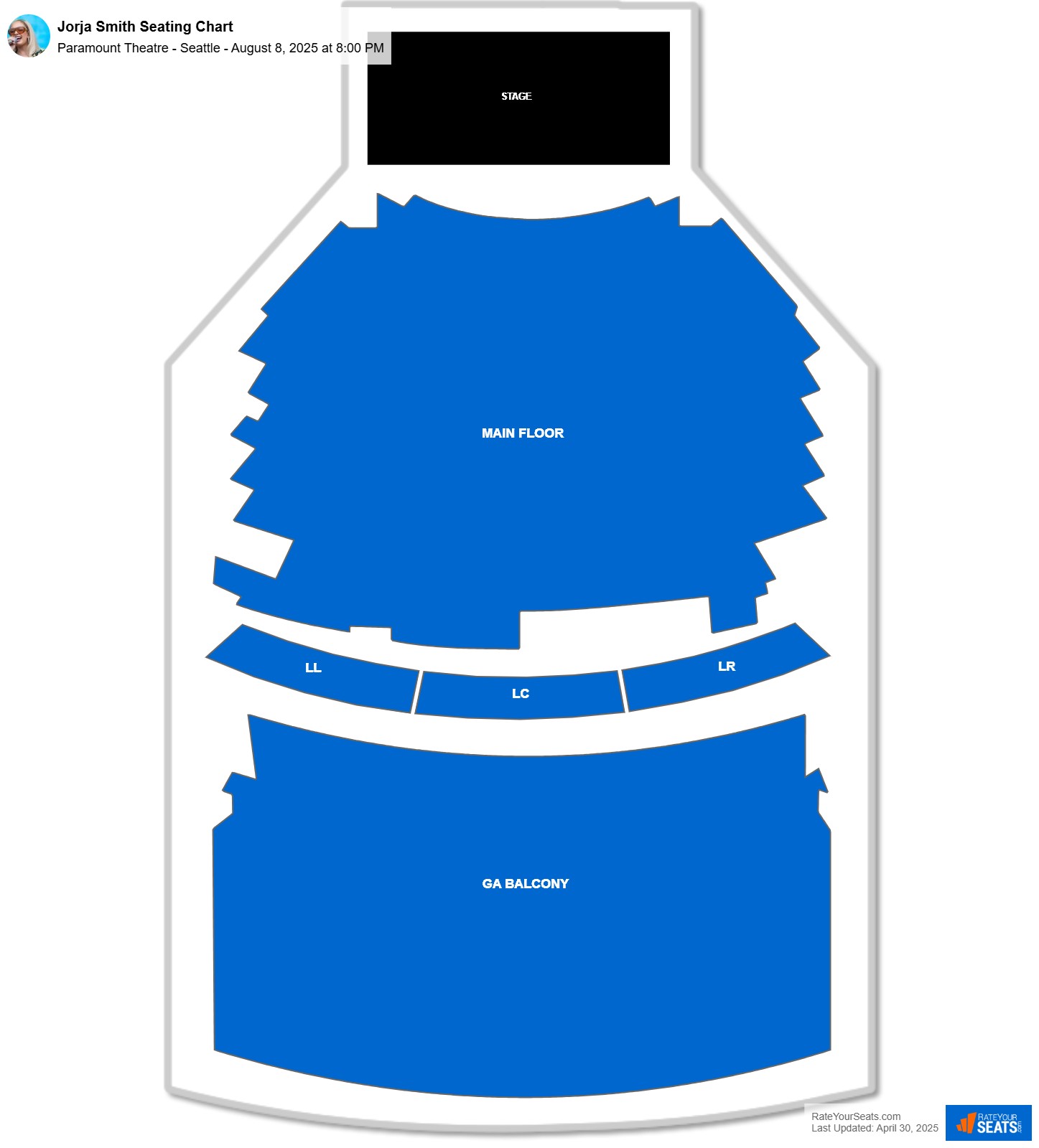Jorja Smith seating chart Paramount Theatre - Seattle