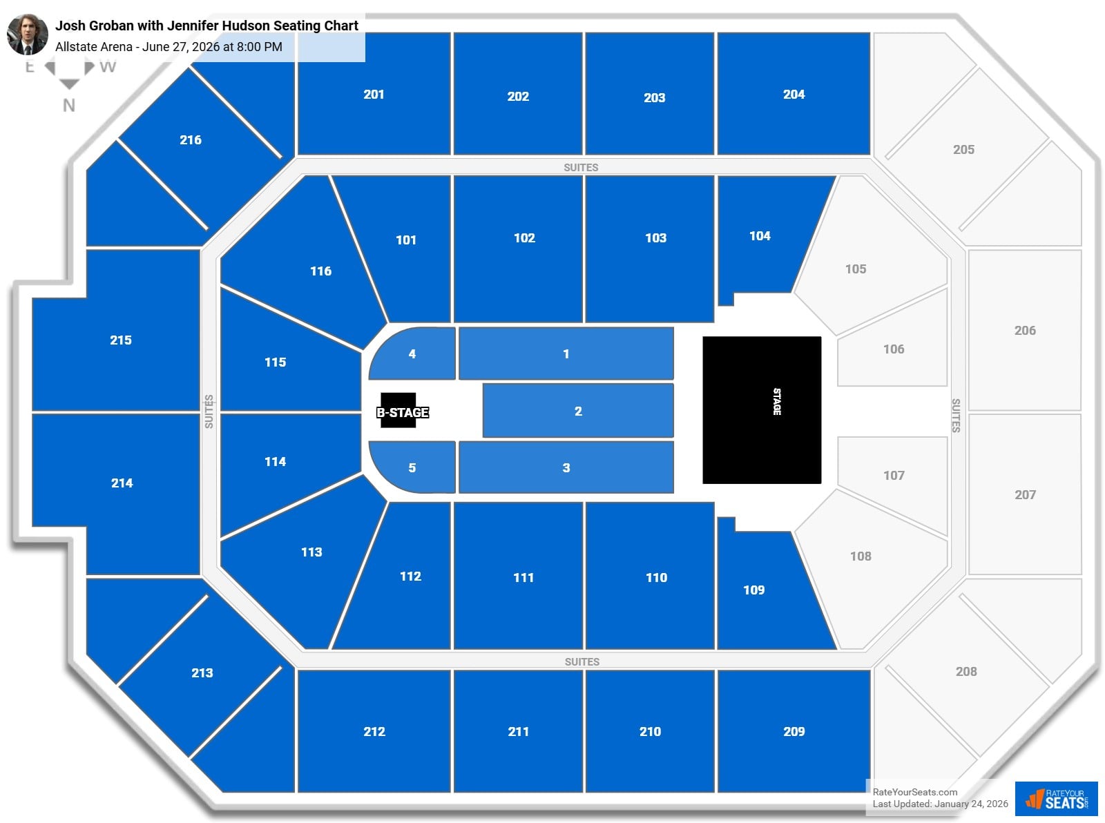 Josh Groban with Jennifer Hudson seating chart Allstate Arena