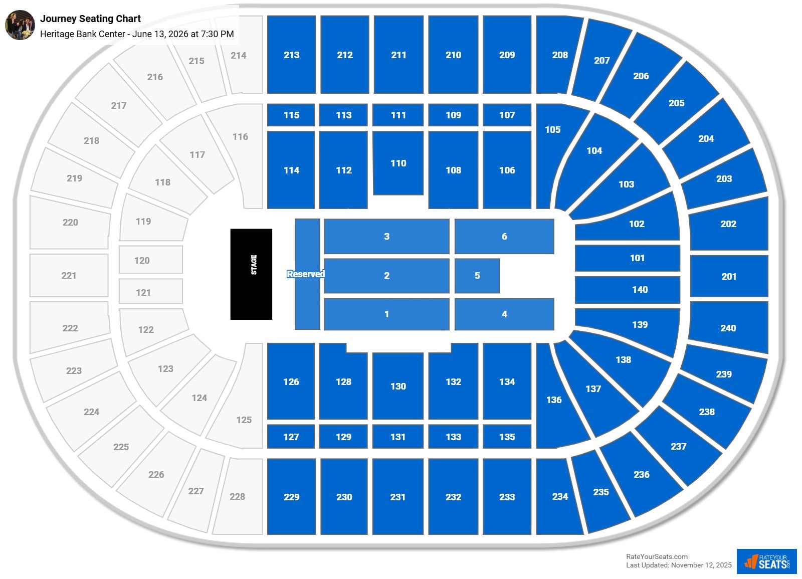 Journey seating chart Heritage Bank Center