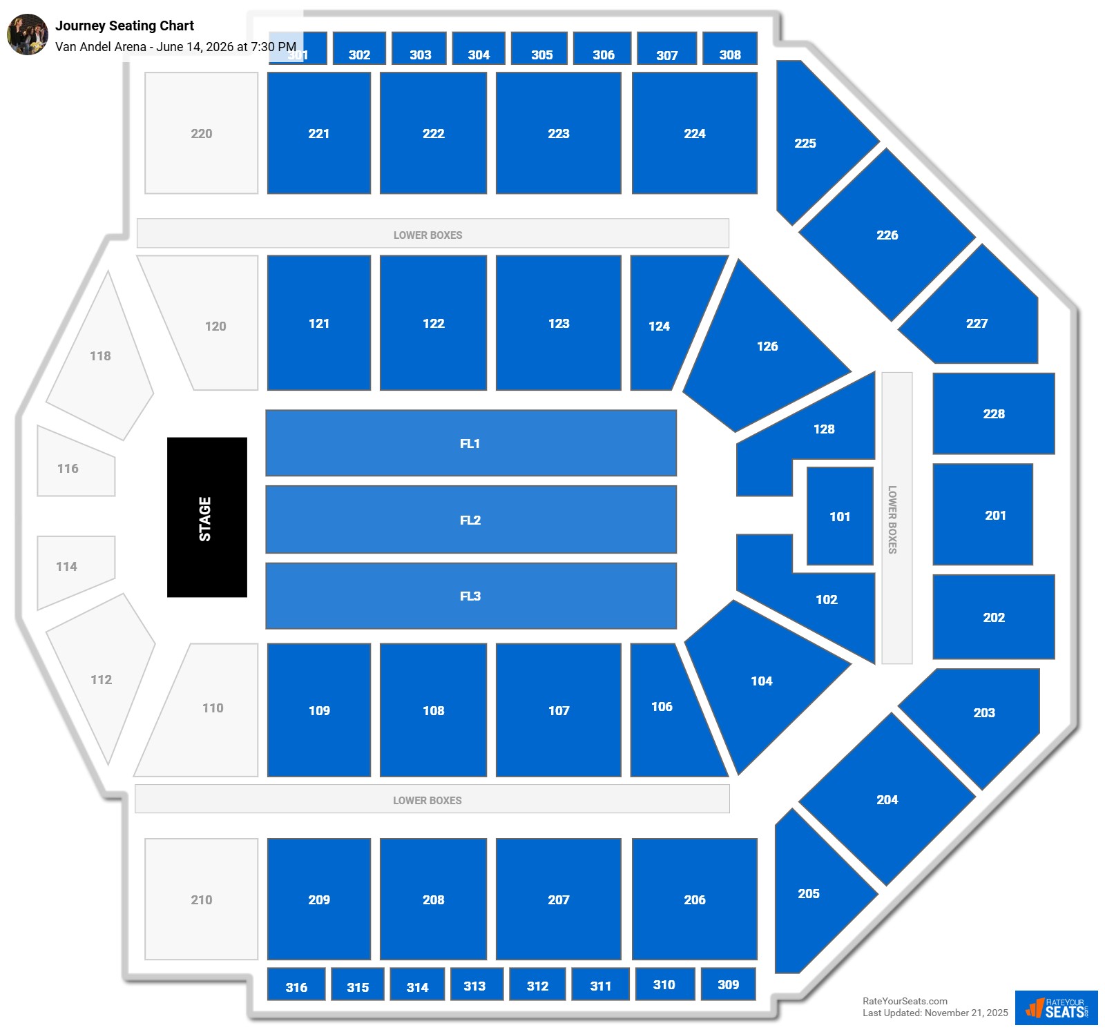 Journey seating chart Van Andel Arena