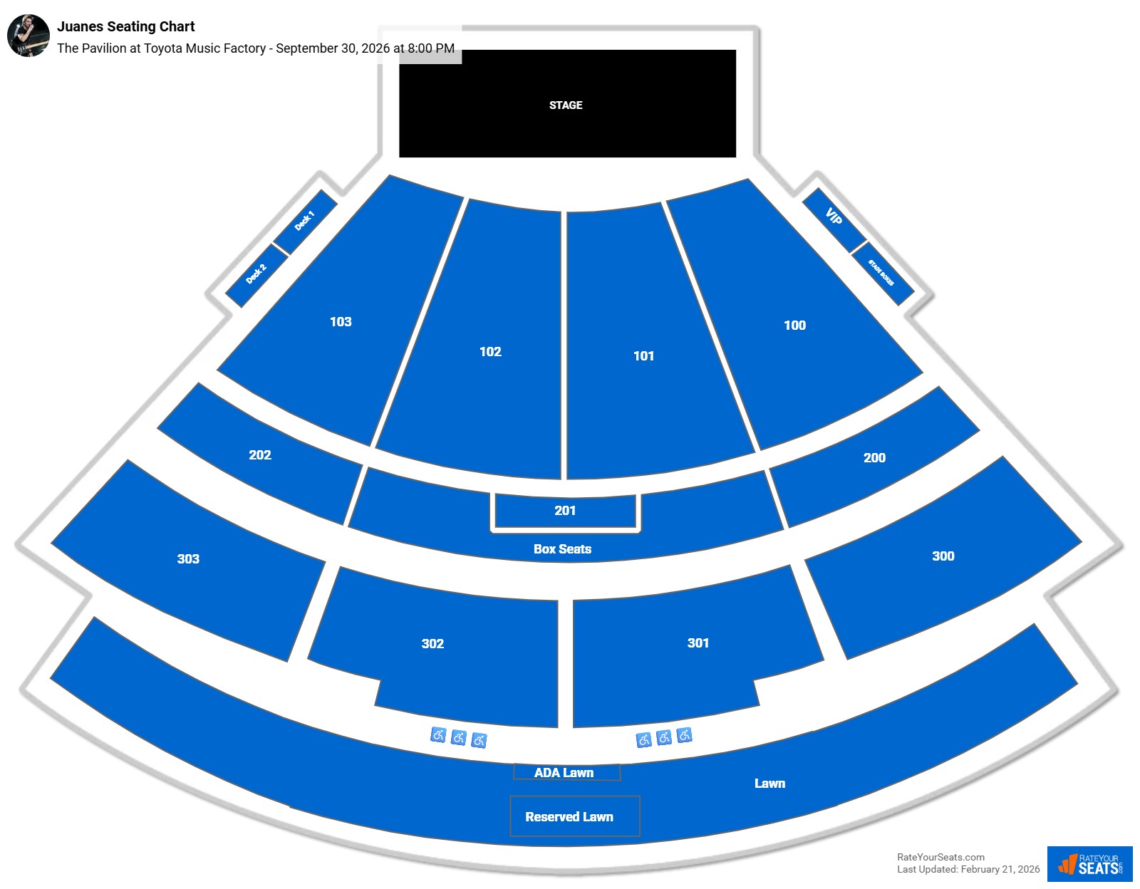 Juanes seating chart The Pavilion at Toyota Music Factory