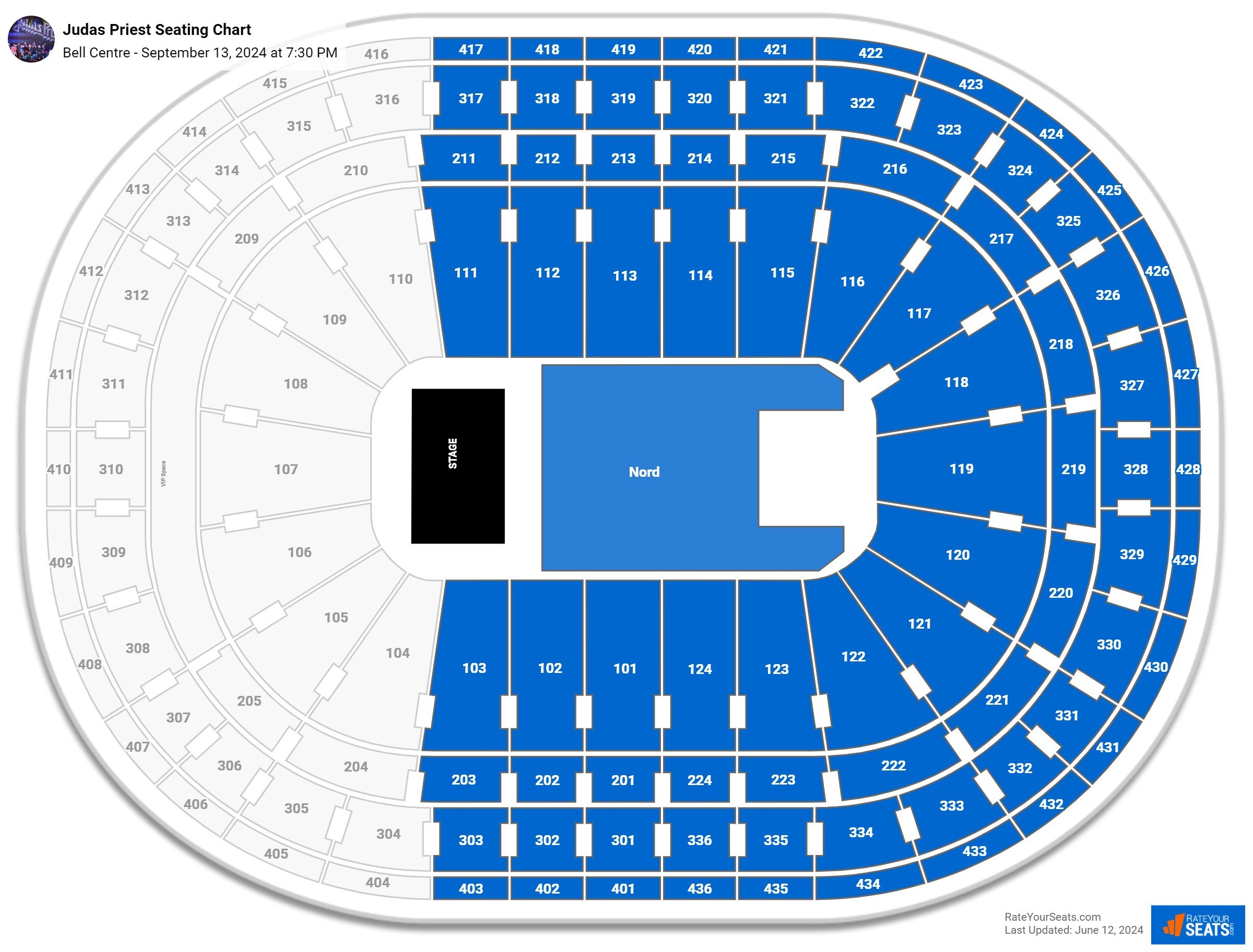Judas Priest seating chart Bell Centre