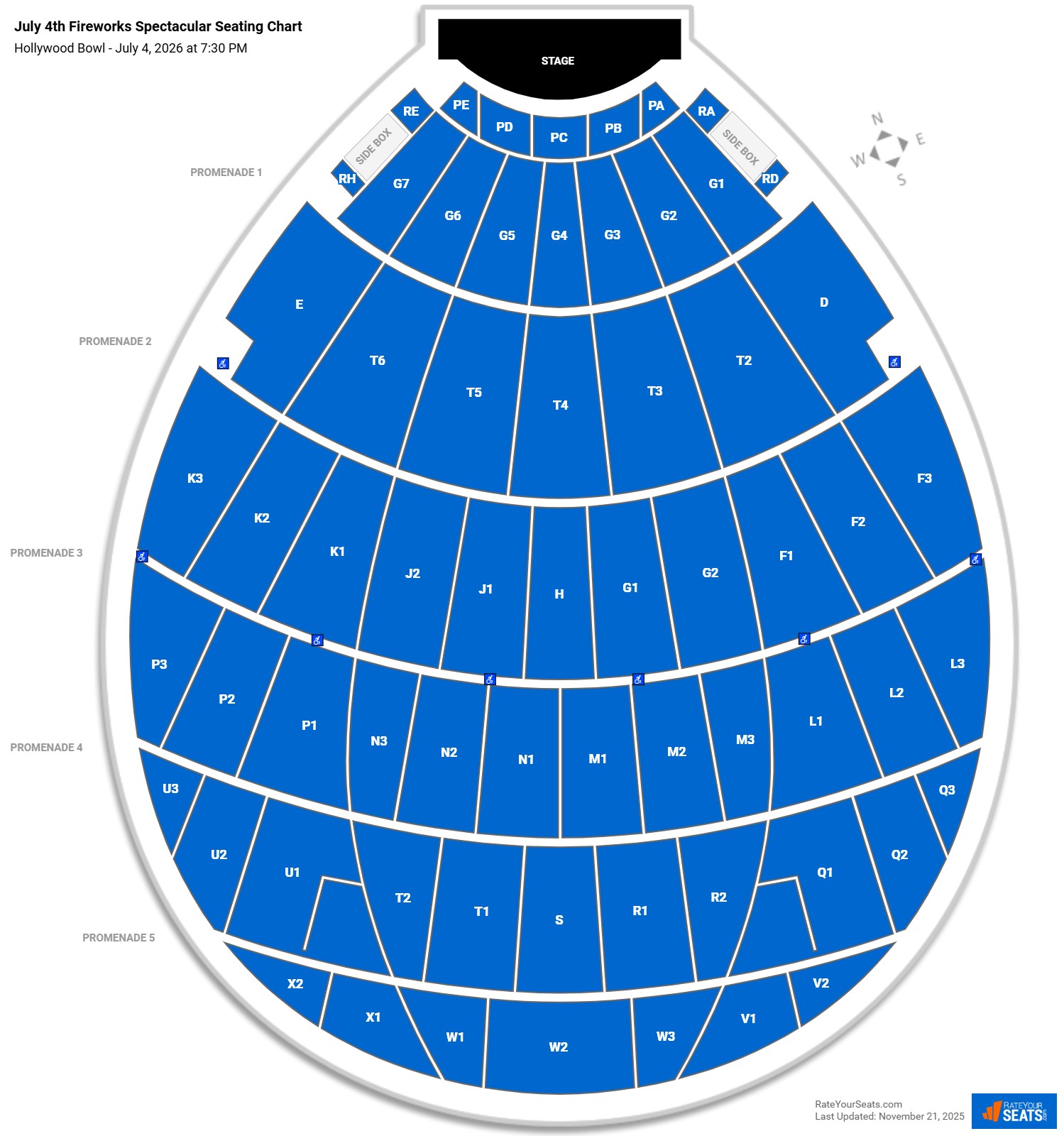 July 4th Fireworks Spectacular seating chart Hollywood Bowl