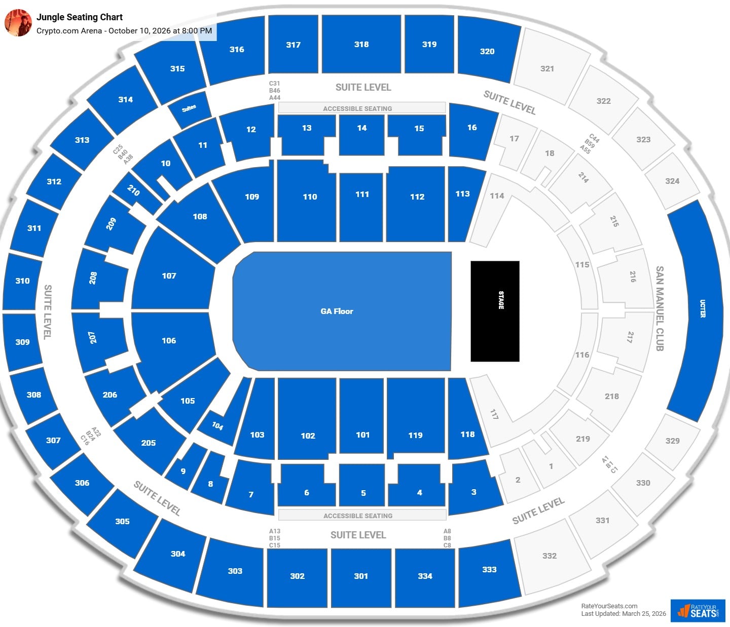 Jungle seating chart Crypto.com Arena