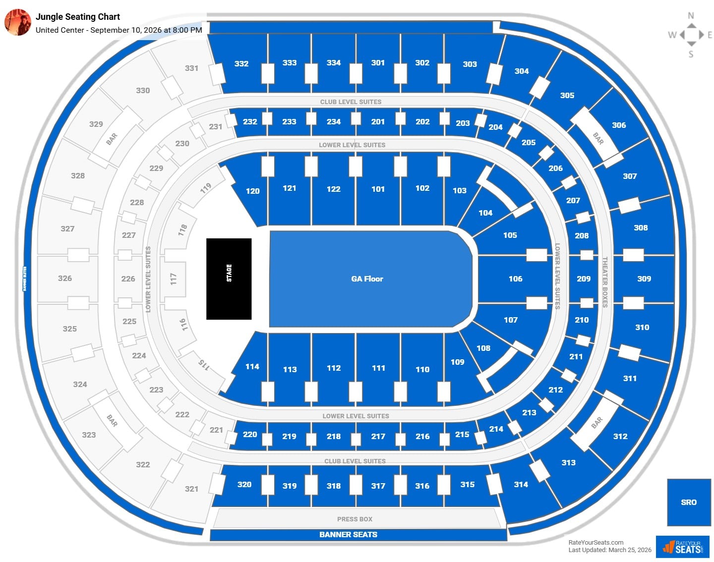 Jungle seating chart United Center