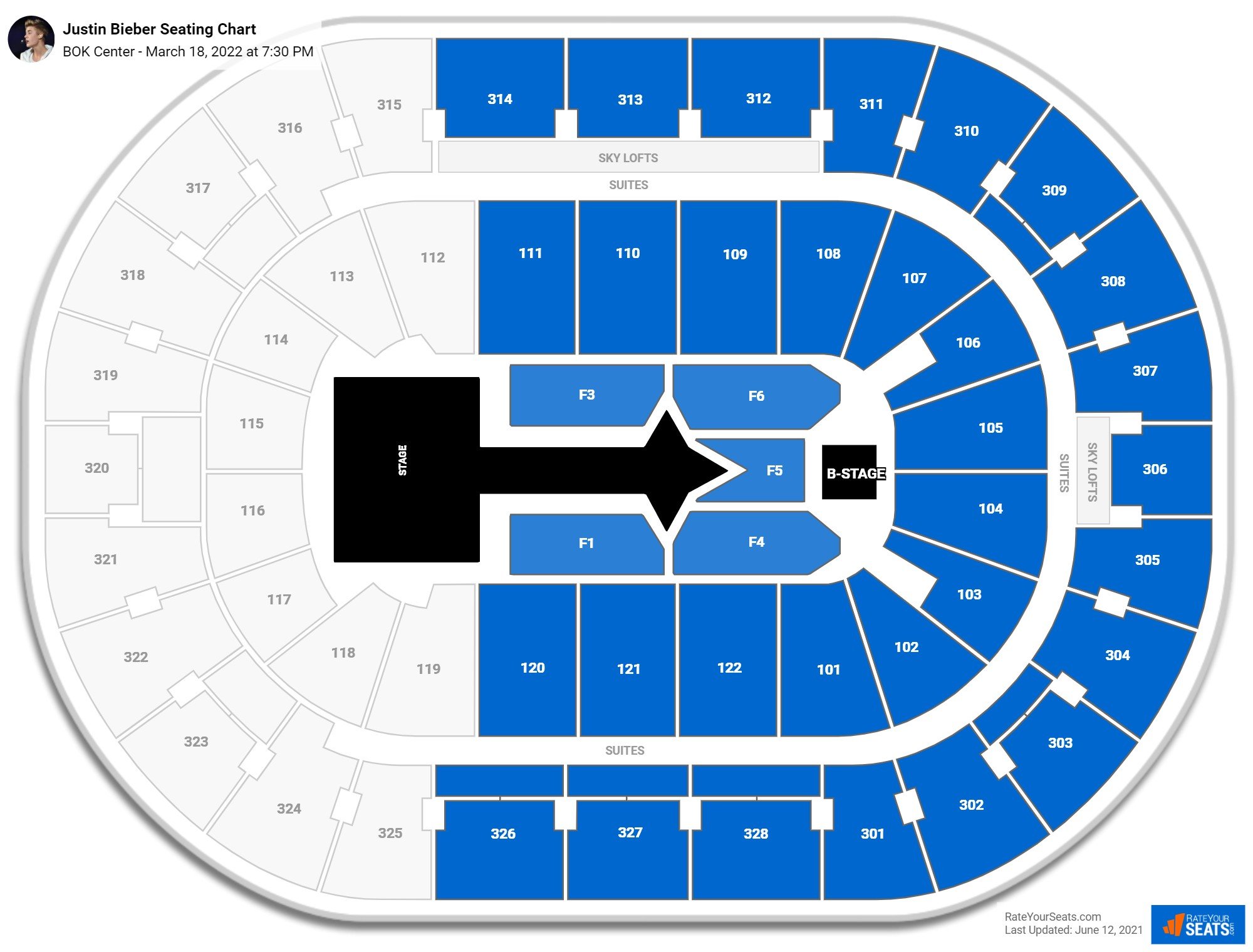 BOK Center Seating Charts for Concerts - RateYourSeats.com