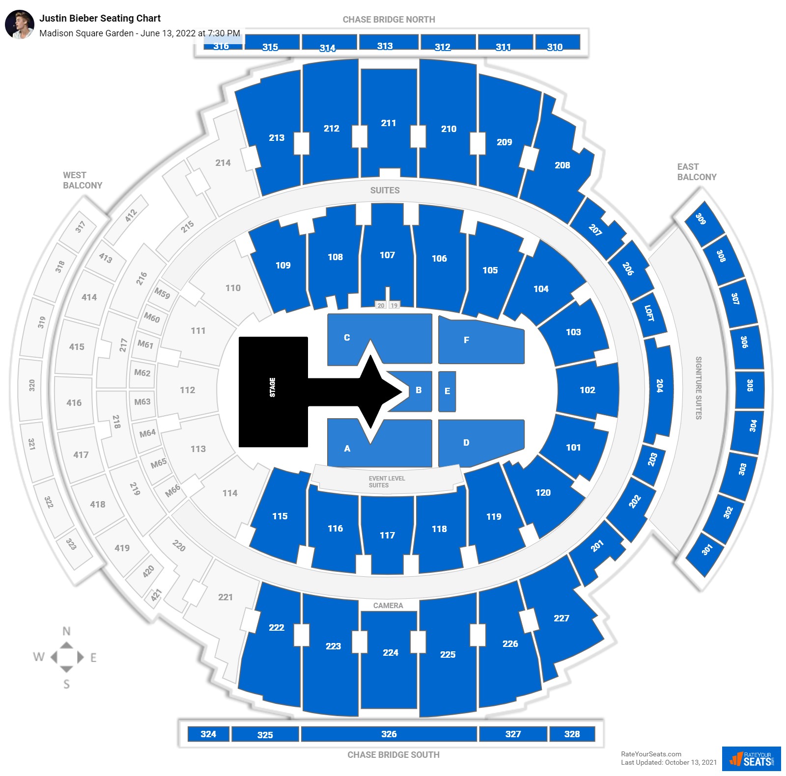 Justin Bieber seating chart Madison Square Garden