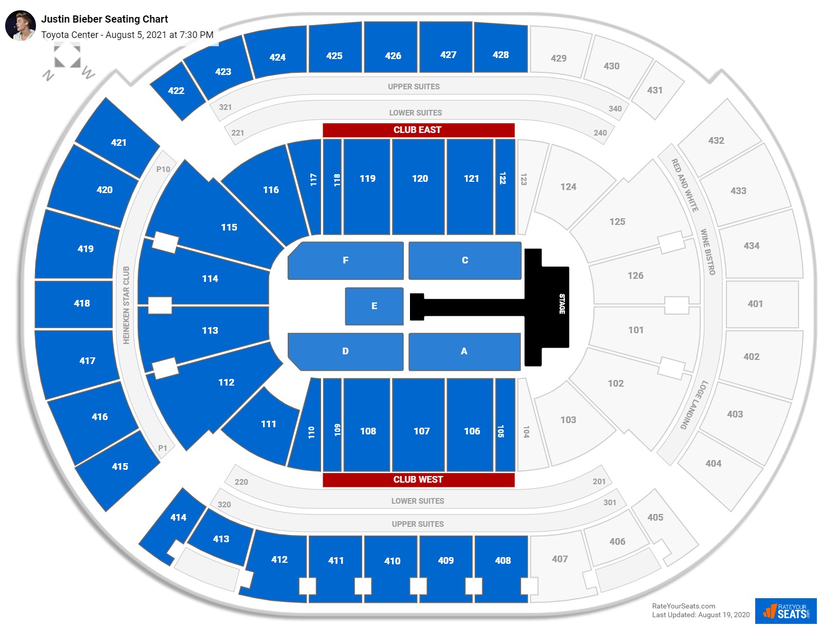 Toyota Center Seating Charts for Concerts - RateYourSeats.com