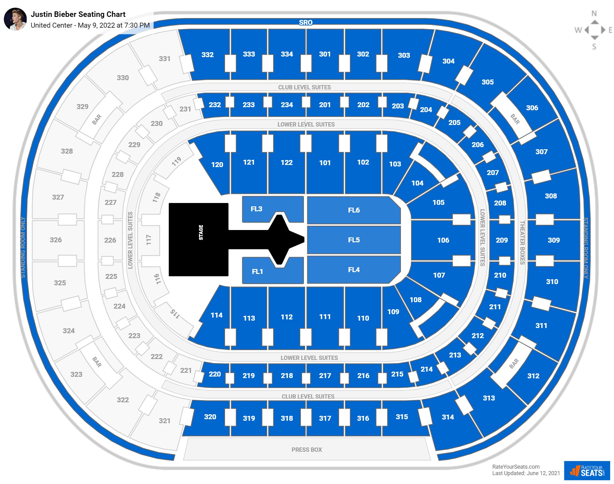 United Center Seating Map United Center Concert Seating Chart - Rateyourseats.com