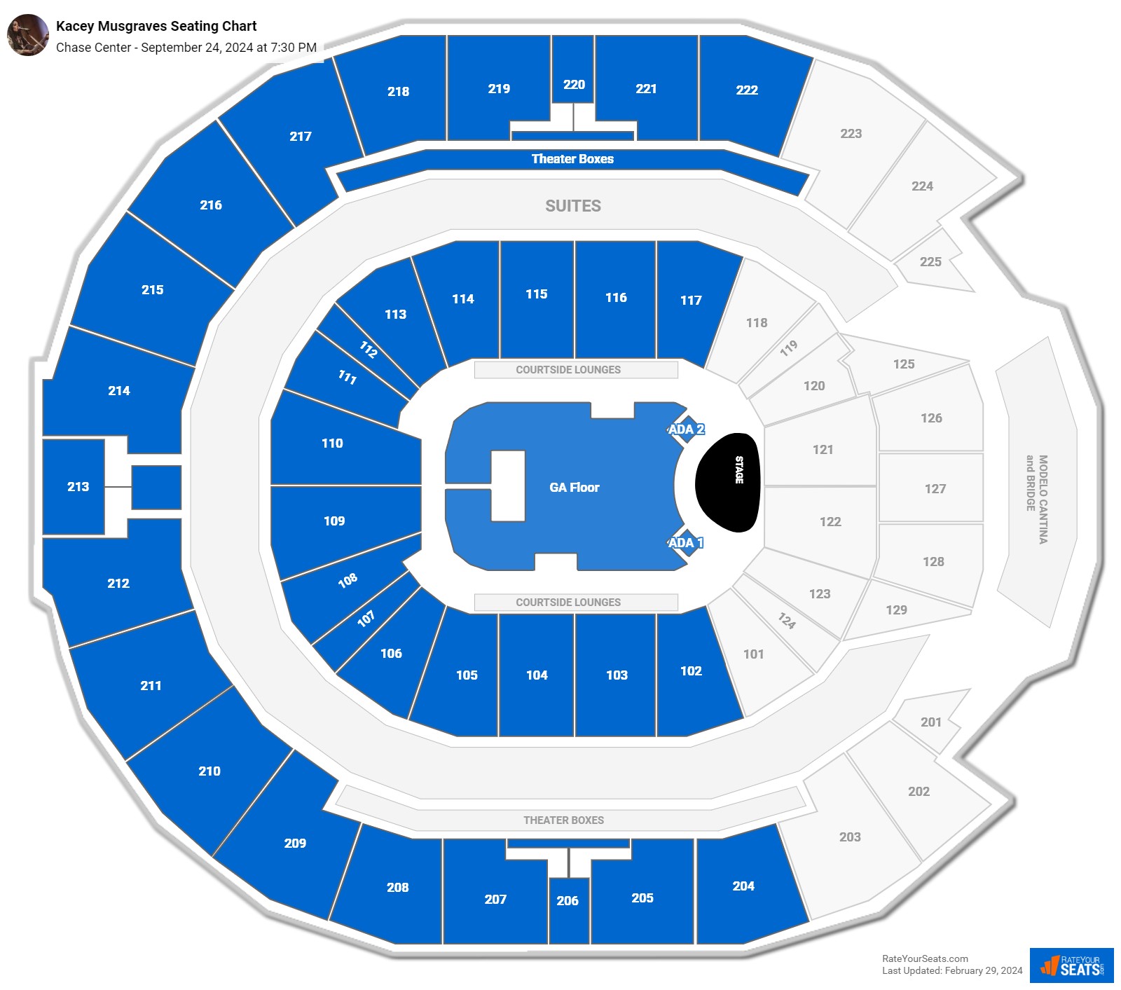 Chase Center Concert Seating Chart - RateYourSeats.com