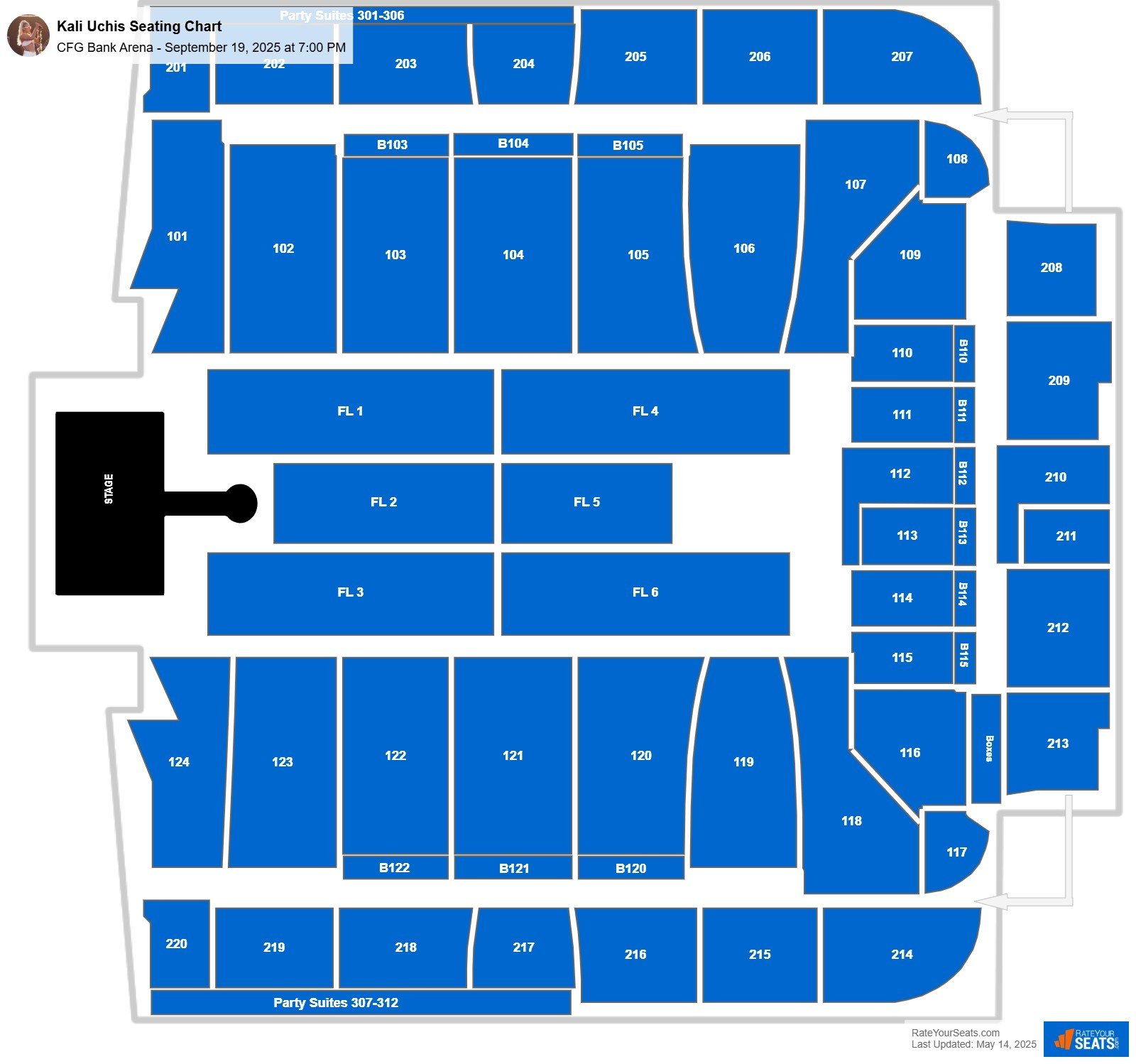 Kali Uchis seating chart CFG Bank Arena