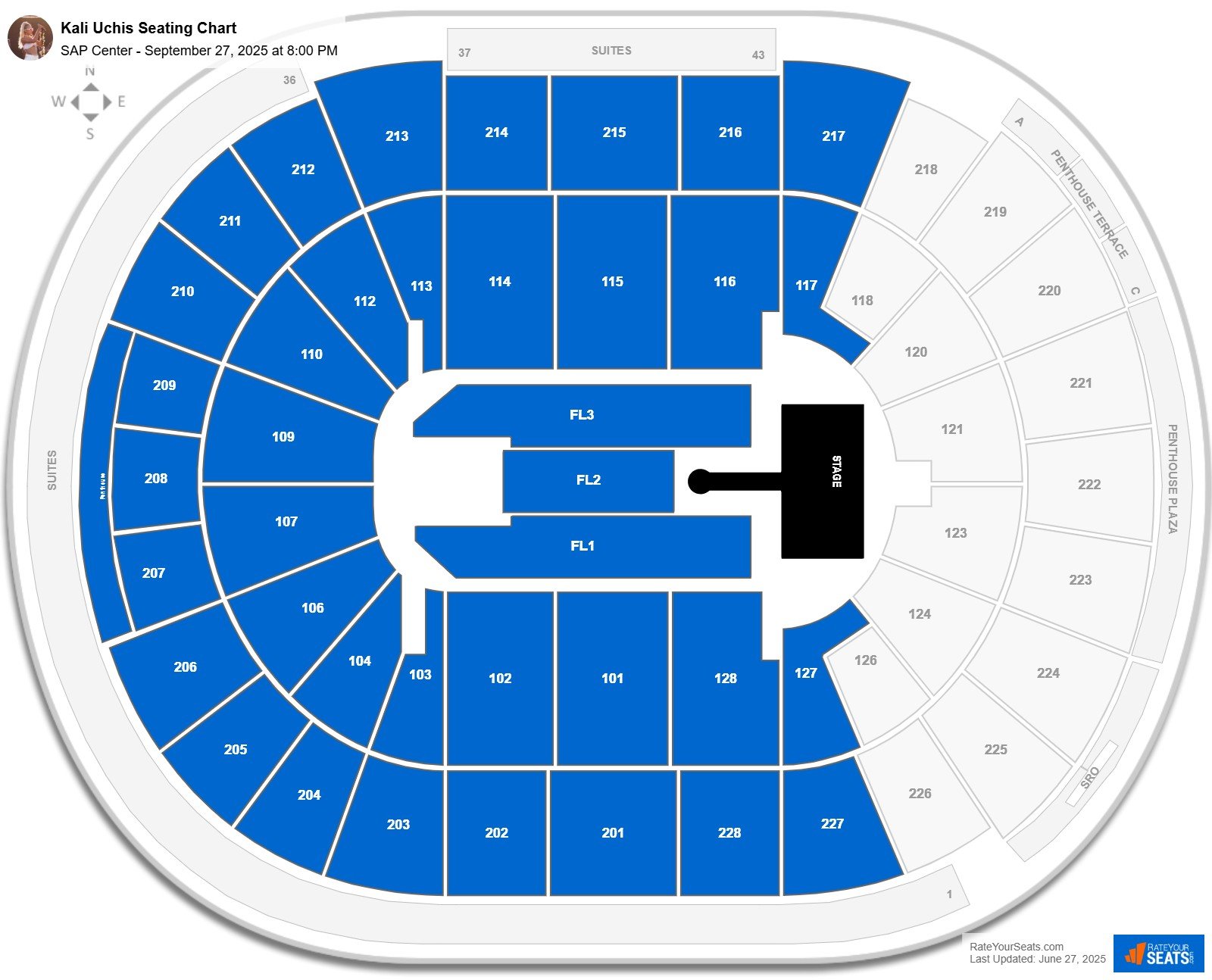 Kali Uchis seating chart SAP Center