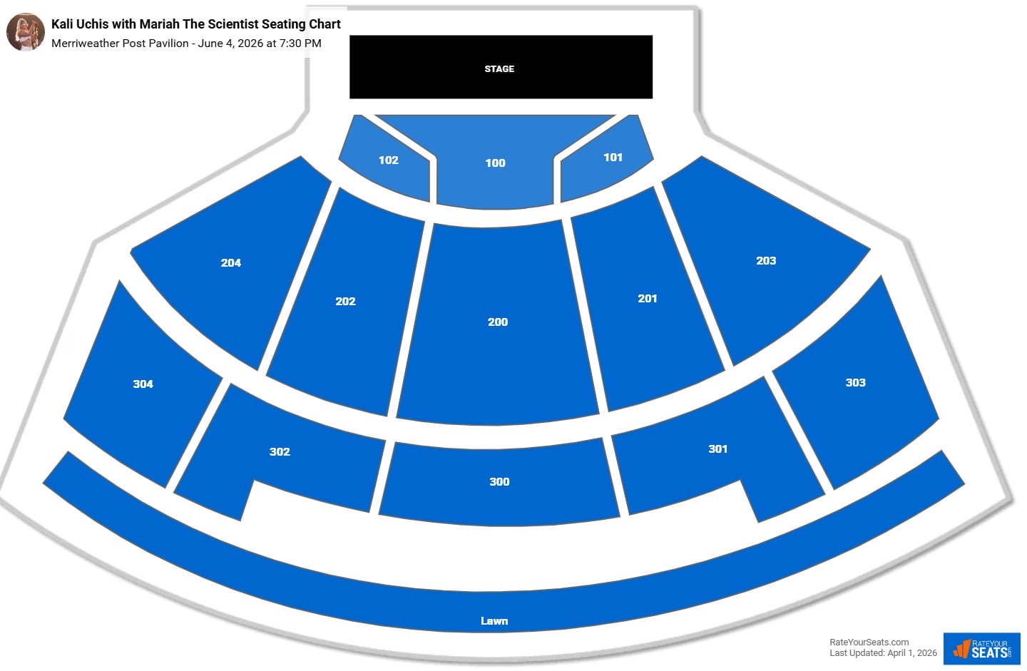 Kali Uchis with Mariah The Scientist seating chart Merriweather Post Pavilion