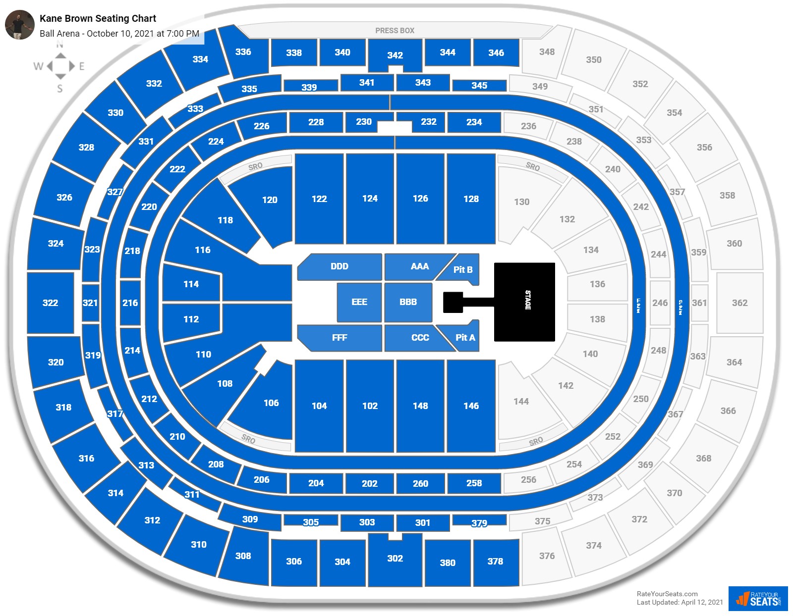 Ball Arena Seating Charts for Concerts