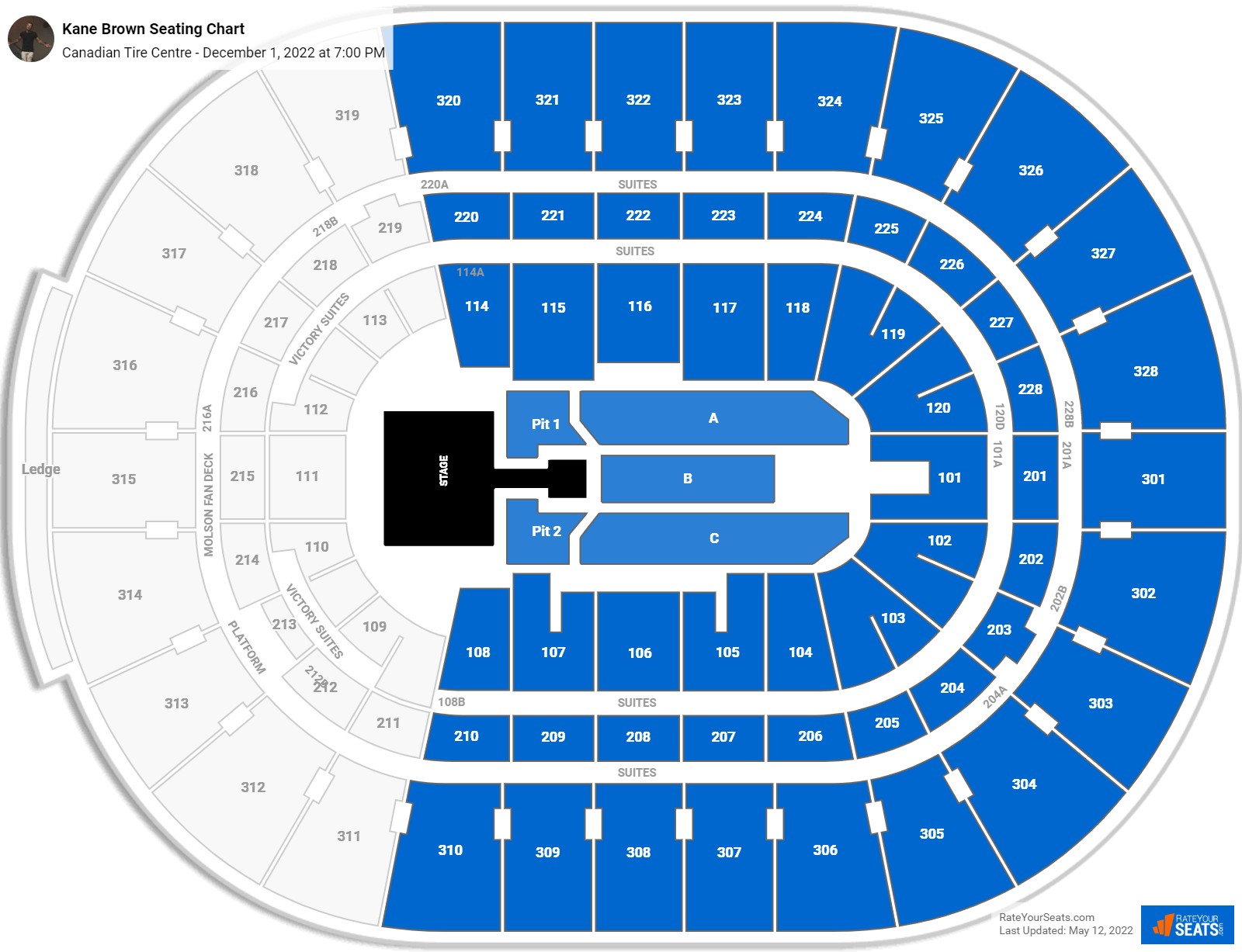 Canadian Tire Centre Concert Seating Chart - RateYourSeats.com