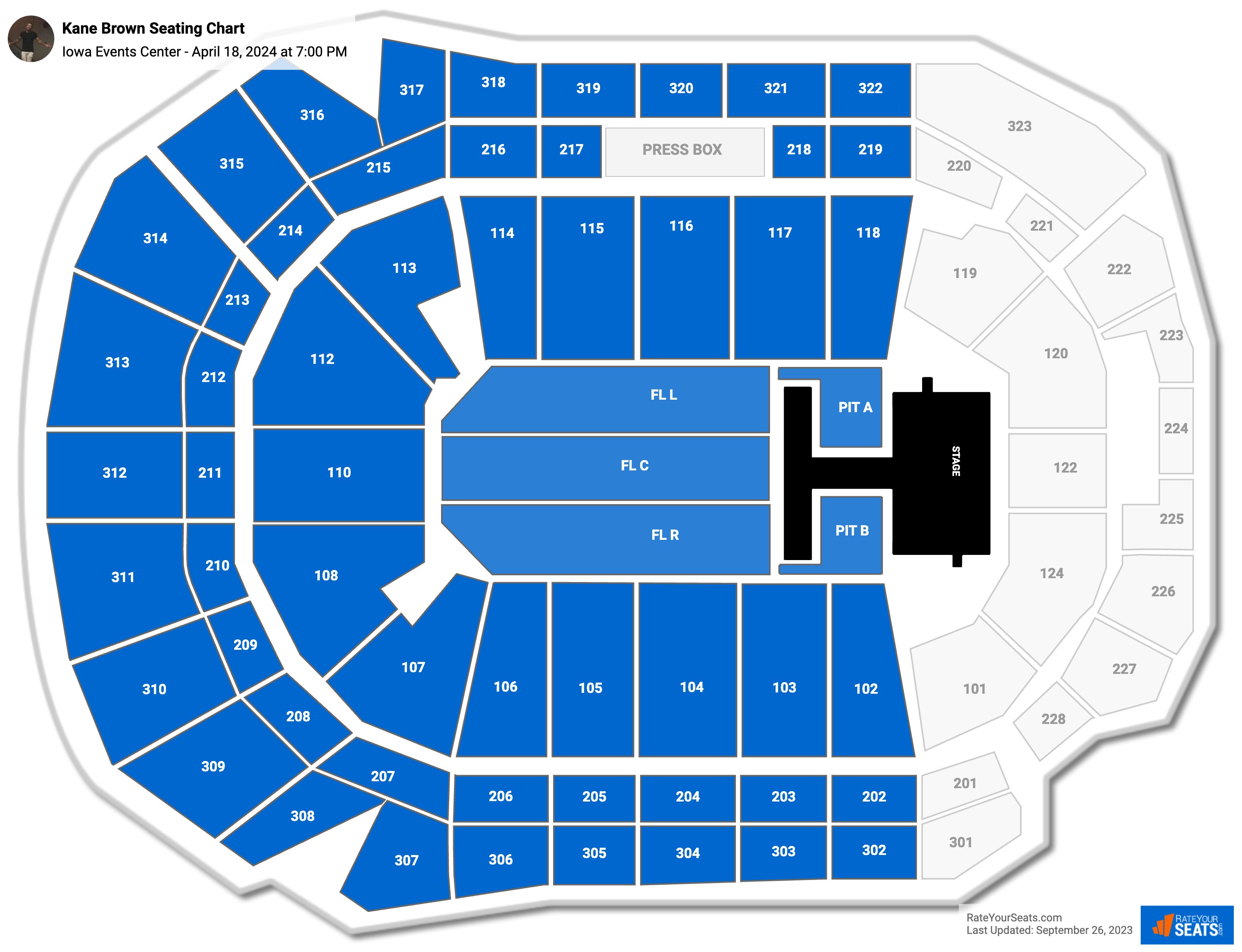 Iowa Events Center Concert Seating Chart - RateYourSeats.com