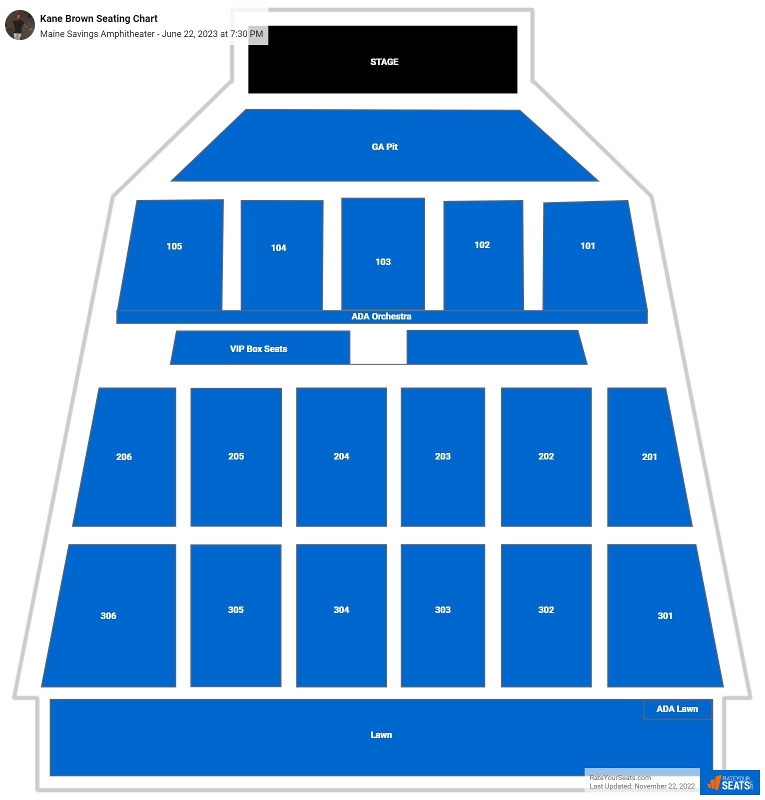 Kane Brown Maine Savings Amphitheater Seating Chart June 22 2023 4211292 