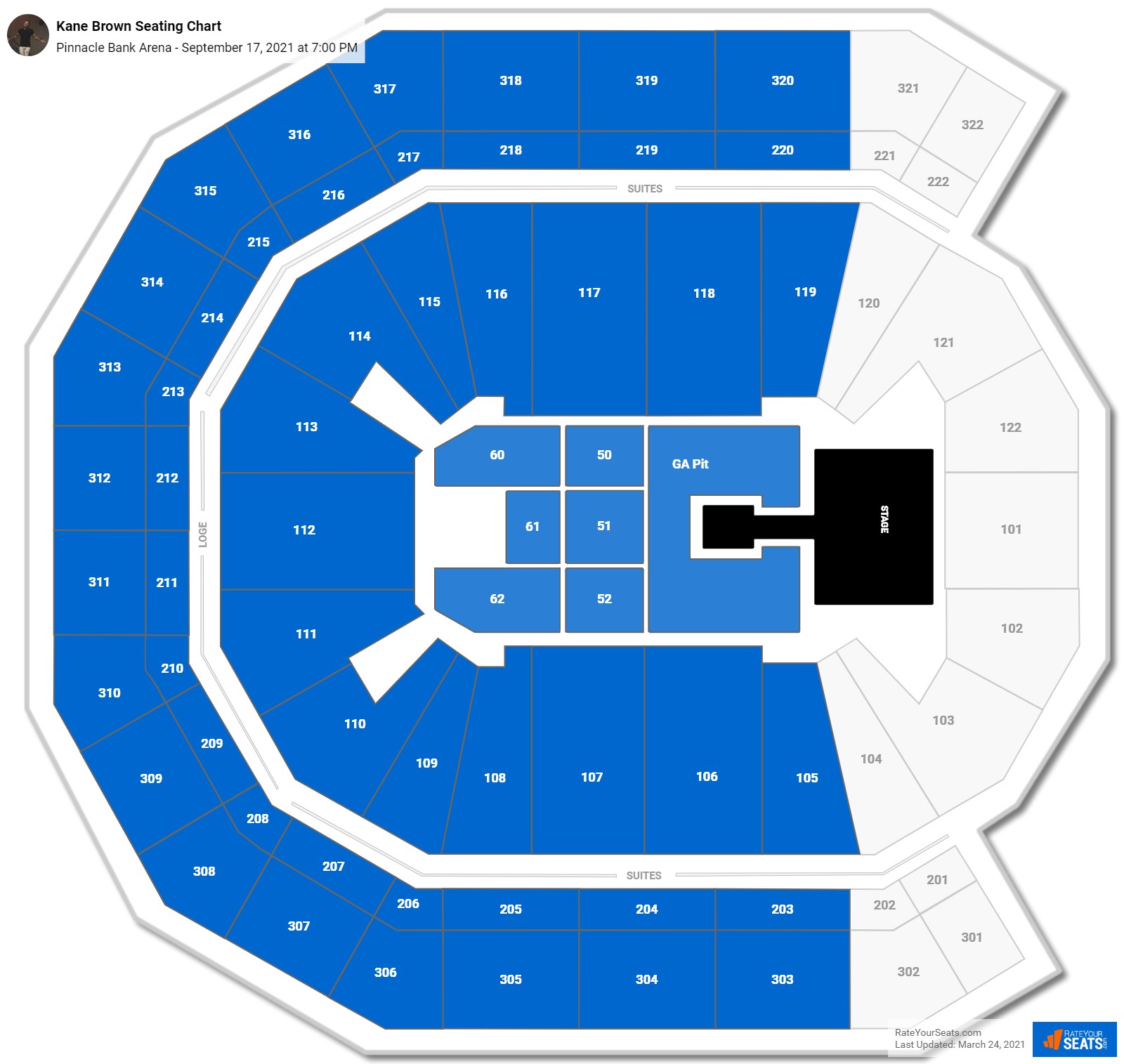 Pinnacle Bank Arena Seating Charts for Concerts - RateYourSeats.com