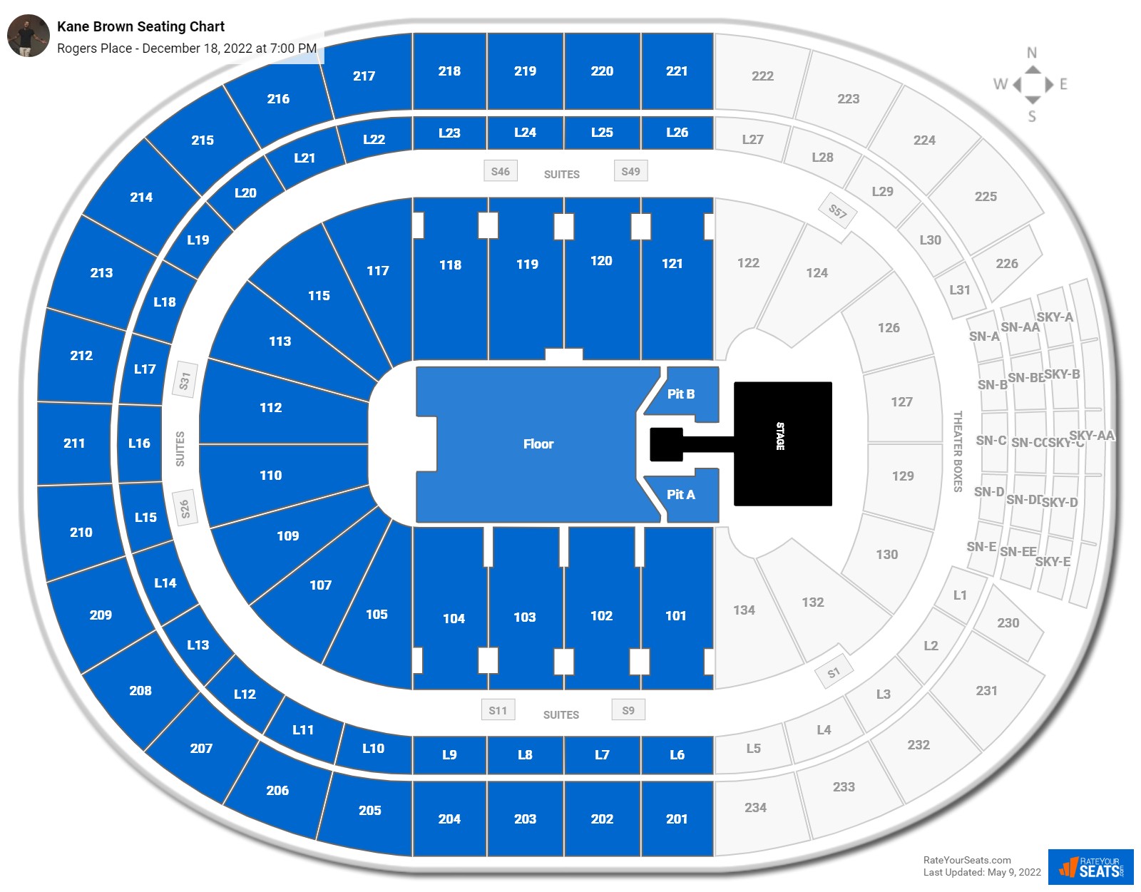 Kane Brown Rogers Place Seating Chart December 18 2022 3944182 