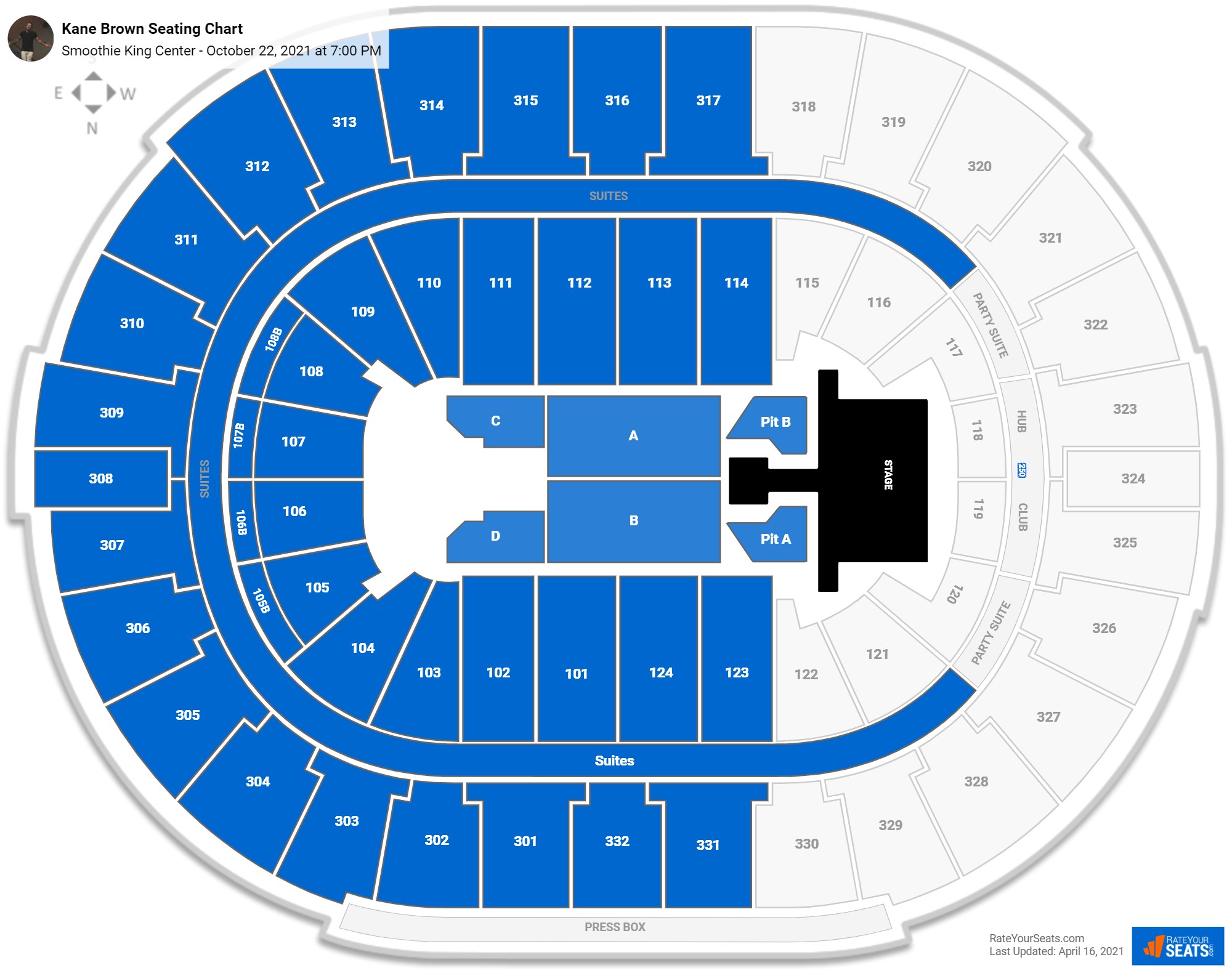 Smoothie King Center Seating Charts for Concerts