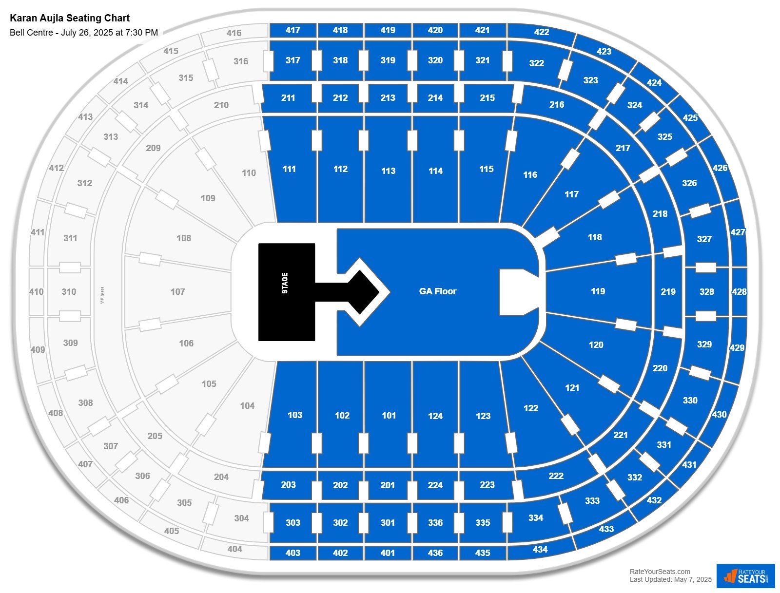 Karan Aujla seating chart Bell Centre