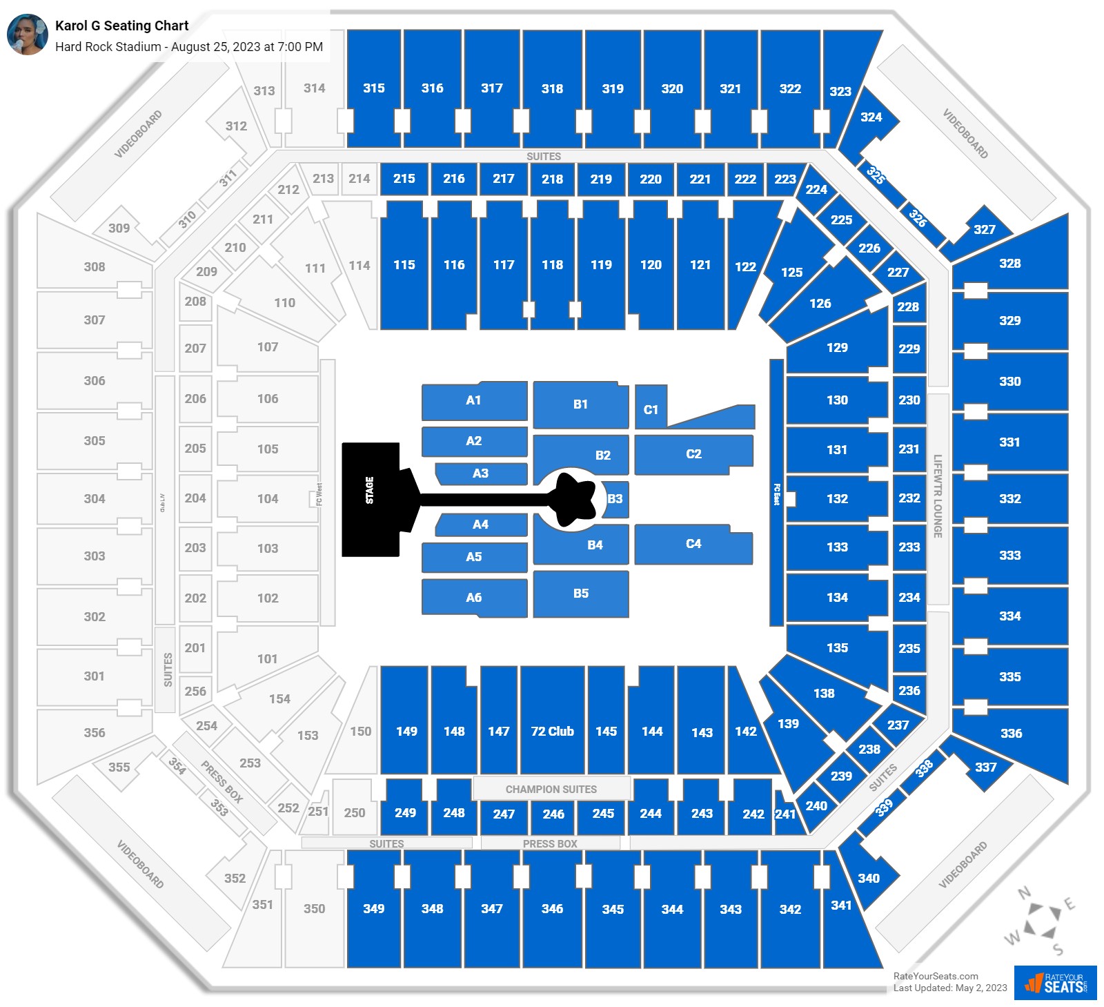 Hard Rock Stadium Concert Seating Chart