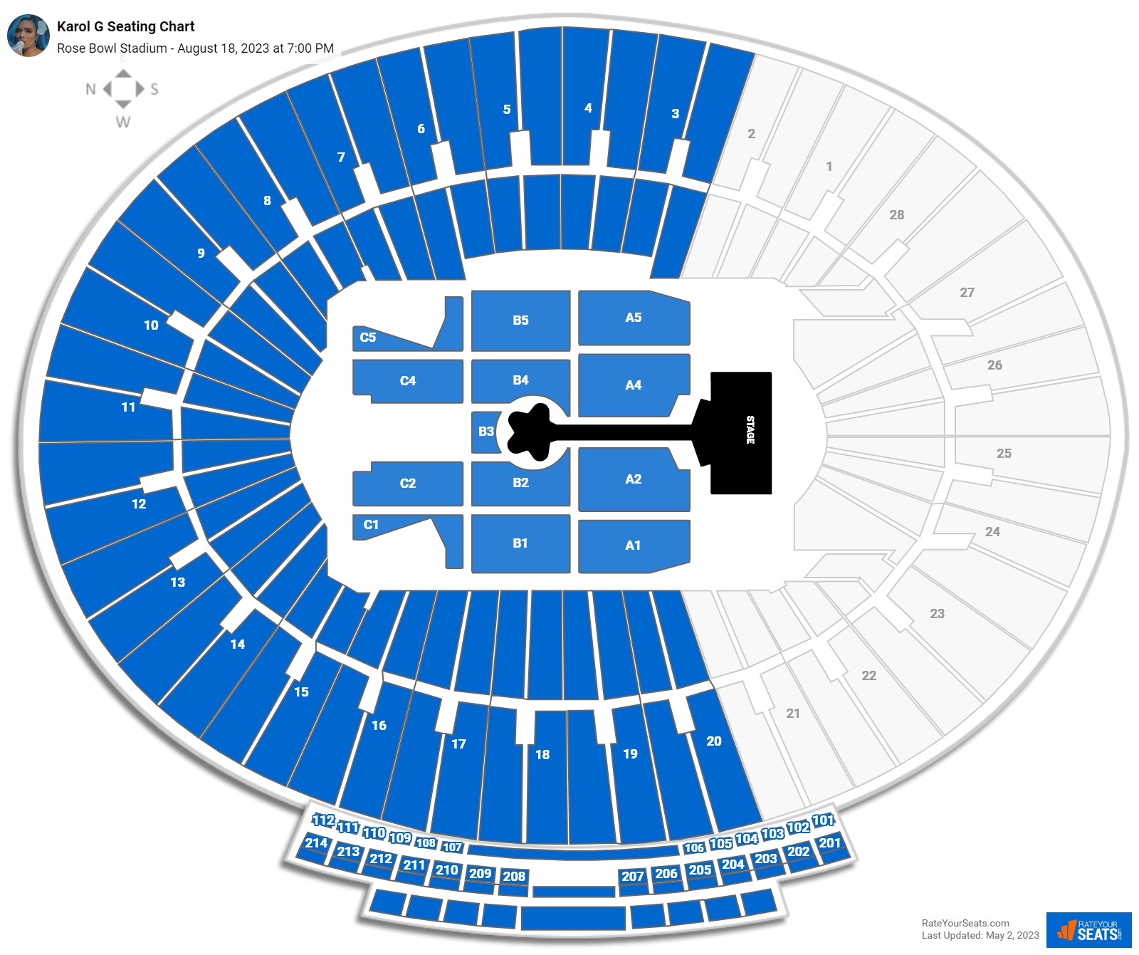 Rose Bowl Stadium Concert Seating Chart