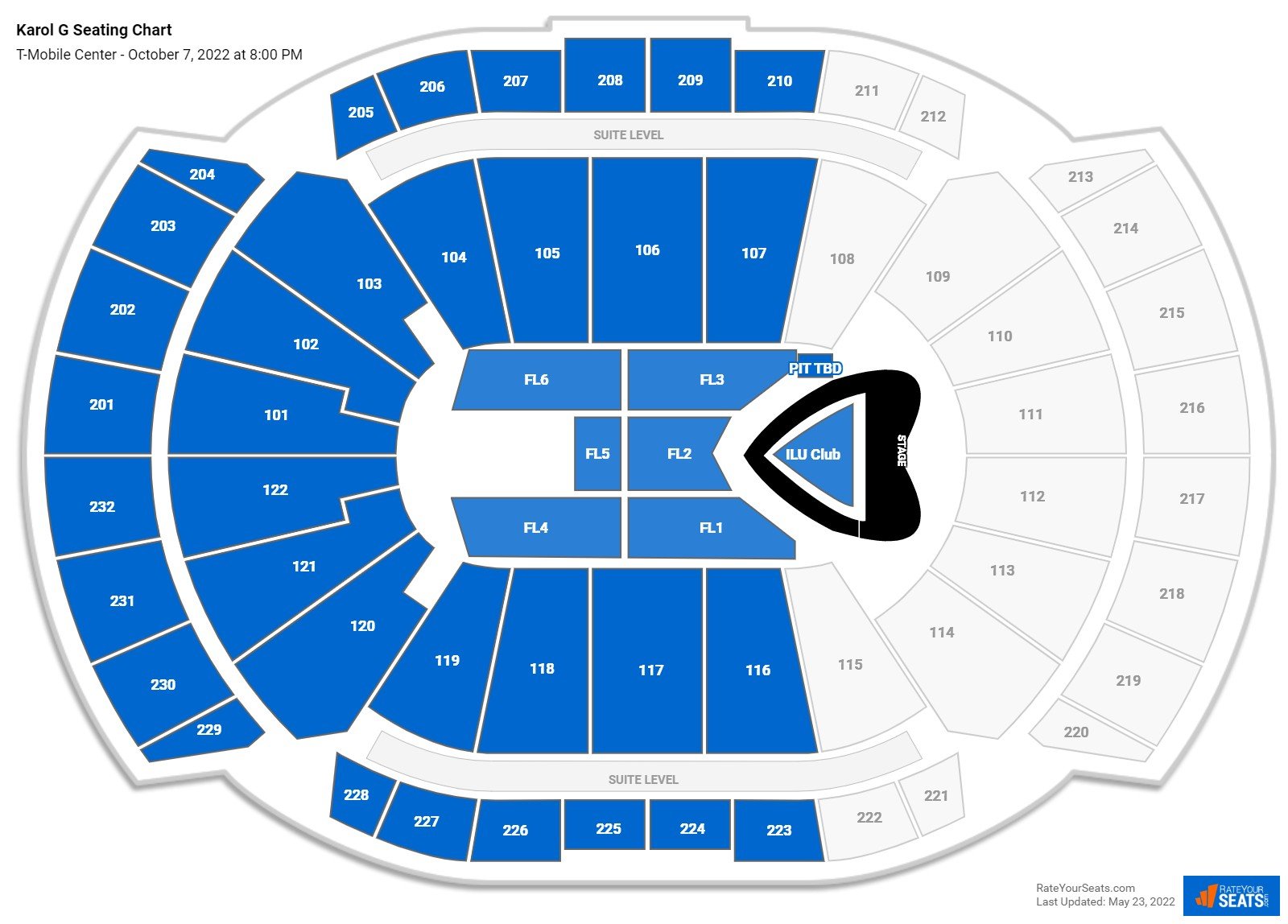 T-Mobile Center Concert Seating Chart - RateYourSeats.com