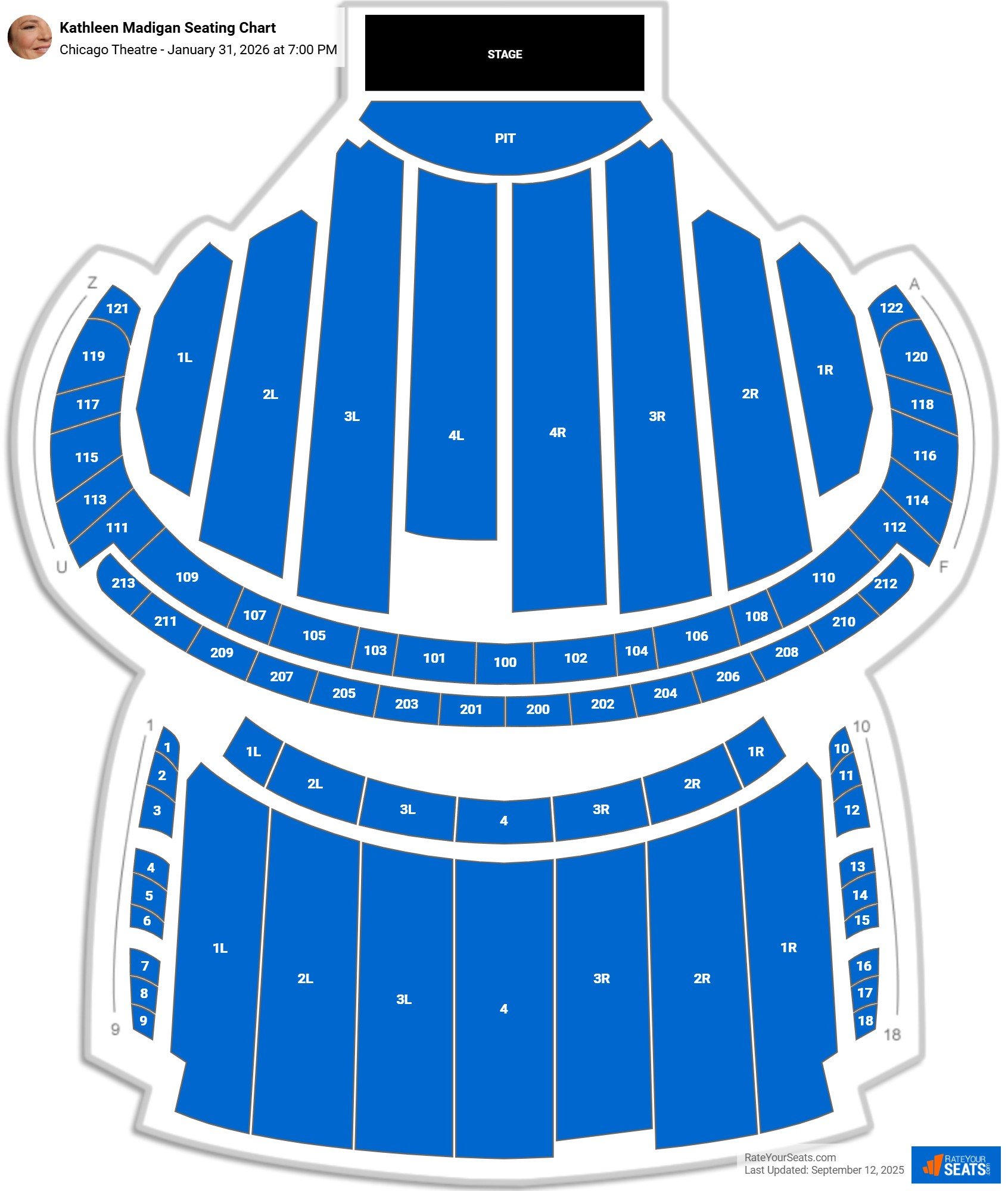 Kathleen Madigan seating chart Chicago Theatre