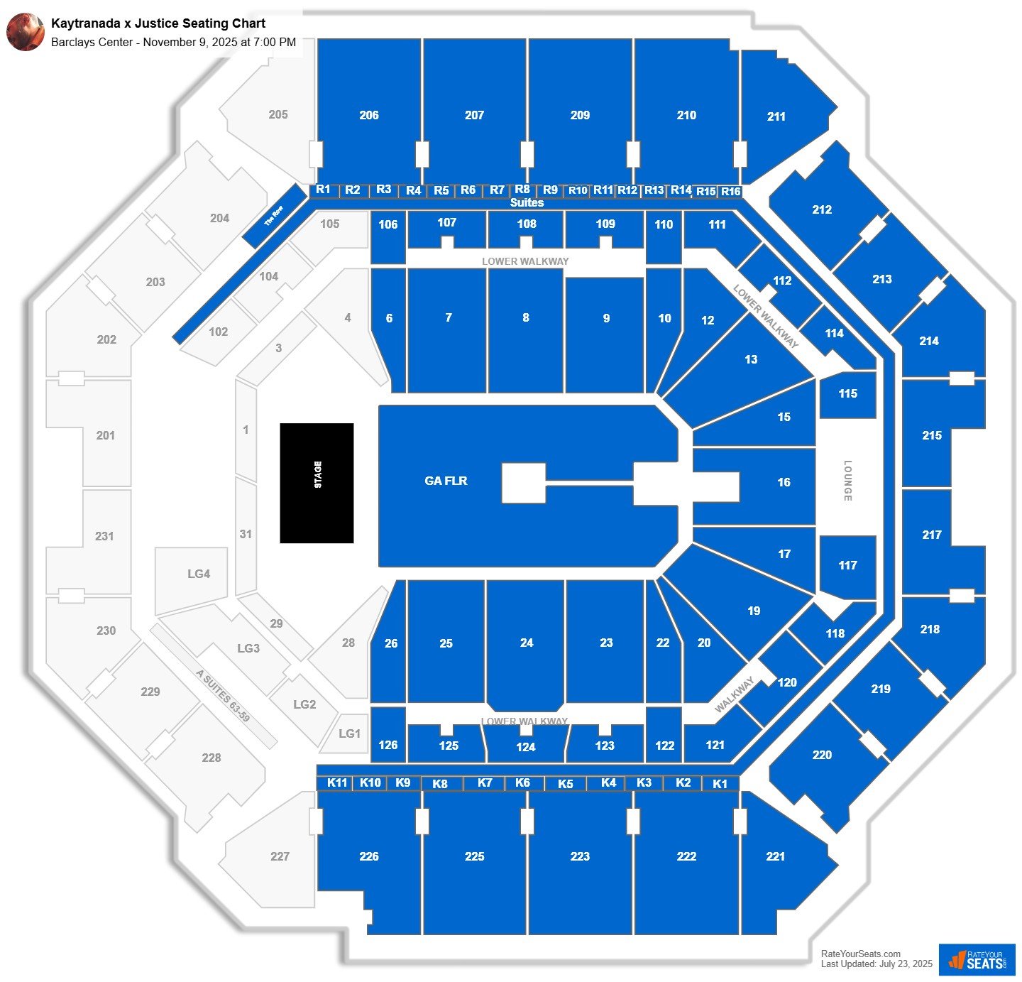 Kaytranada x Justice seating chart Barclays Center