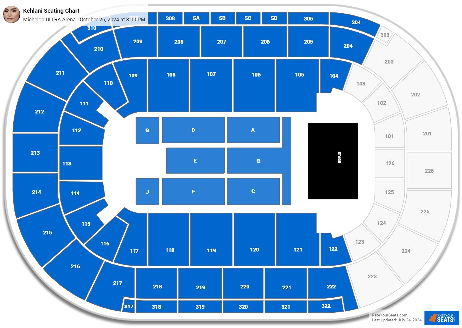 Michelob ULTRA Arena Concert Seating Chart - RateYourSeats.com