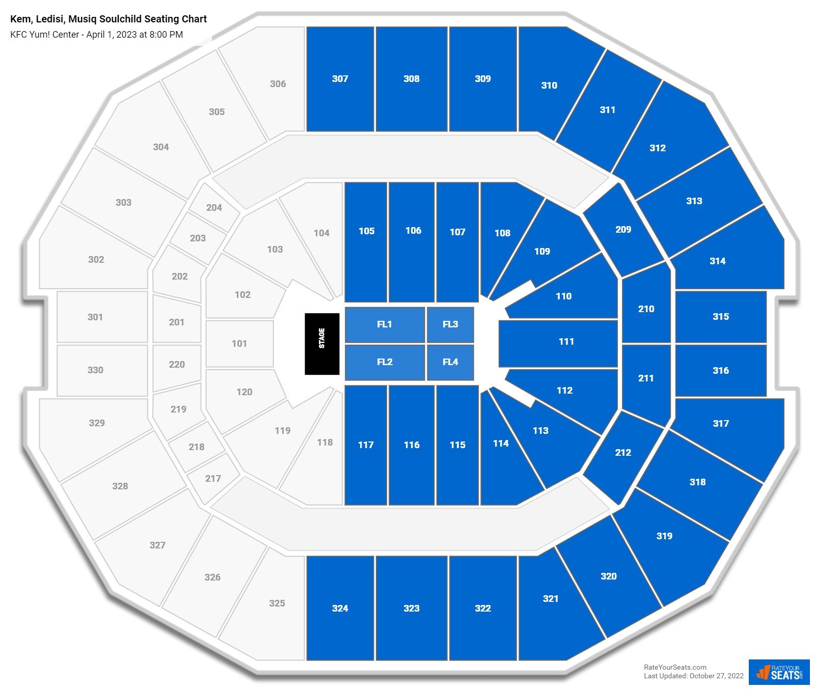 KFC Yum! Center Concert Seating Chart