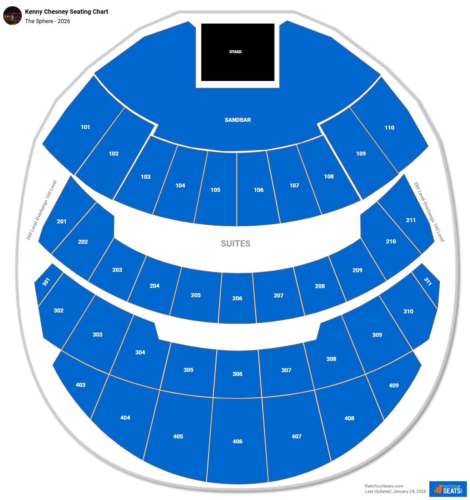 Kenny Chesney seating chart The Sphere