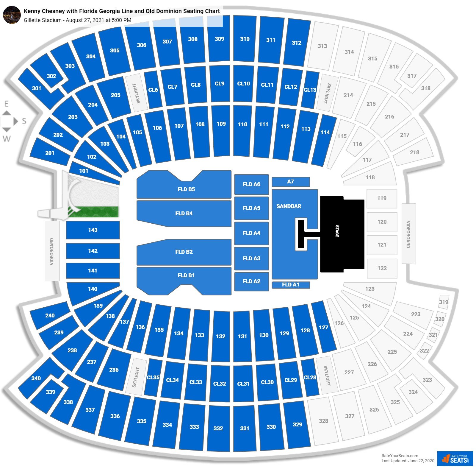 Gillette Stadium Seating Charts for Concerts