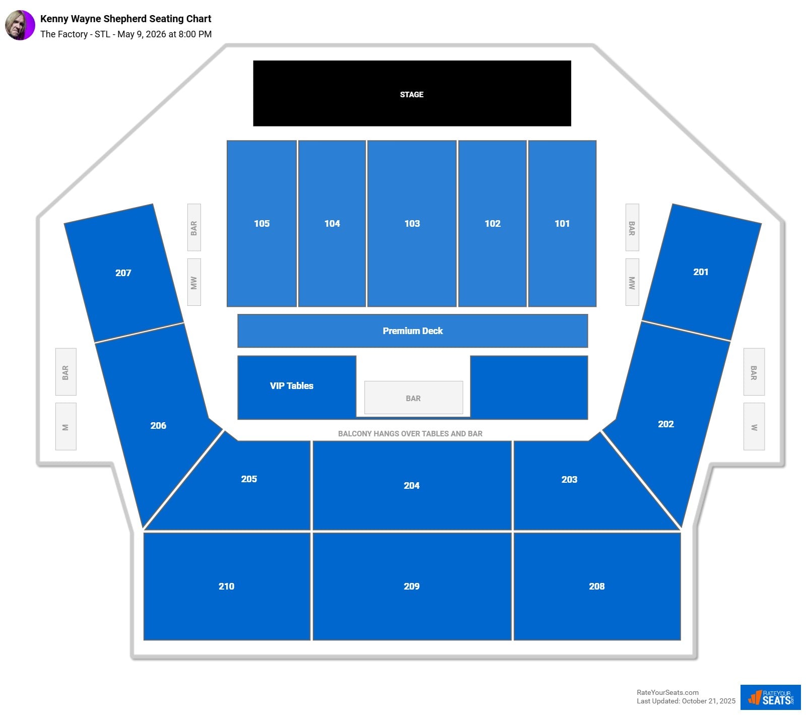 Kenny Wayne Shepherd seating chart The Factory - STL