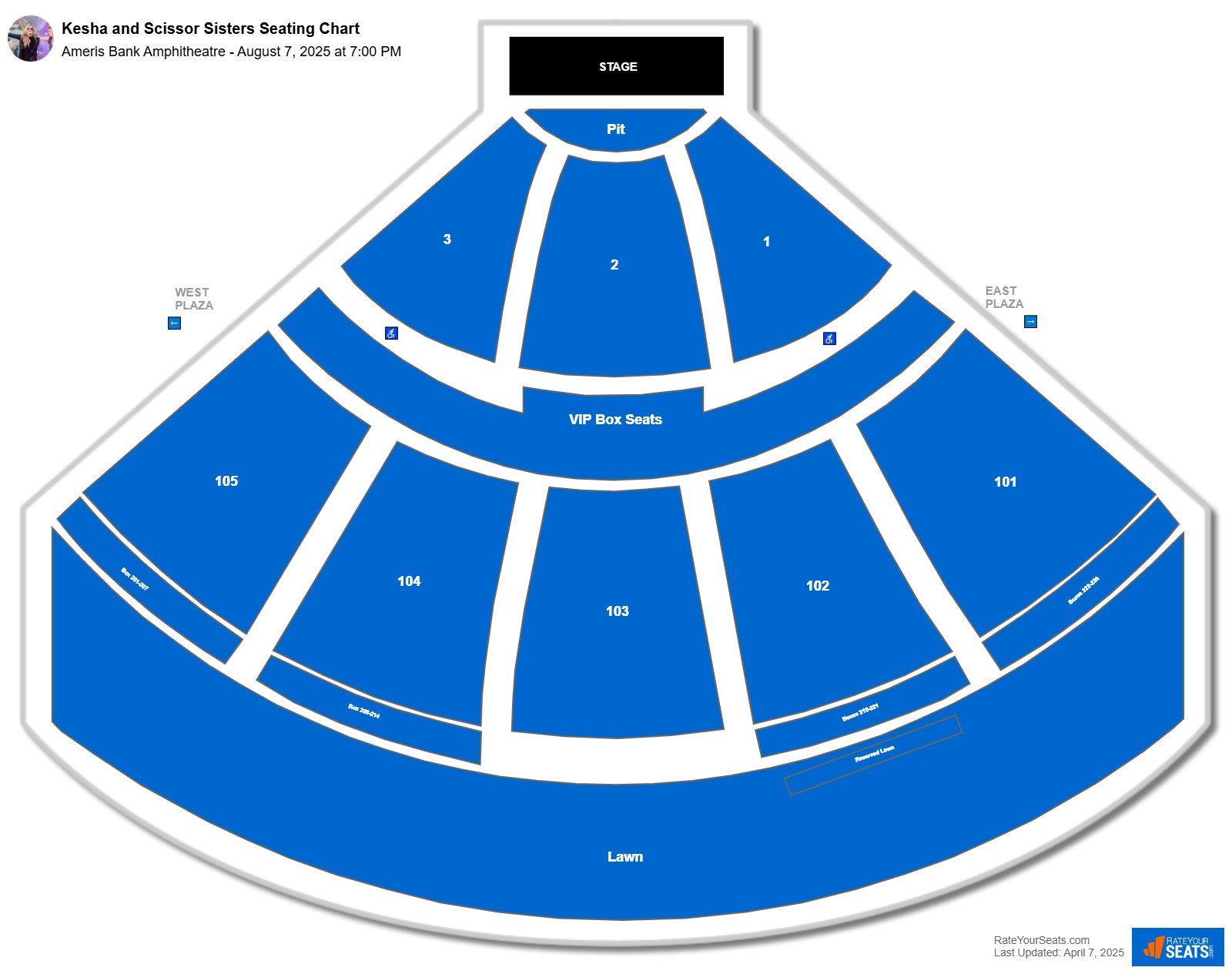 Kesha and Scissor Sisters seating chart Ameris Bank Amphitheatre