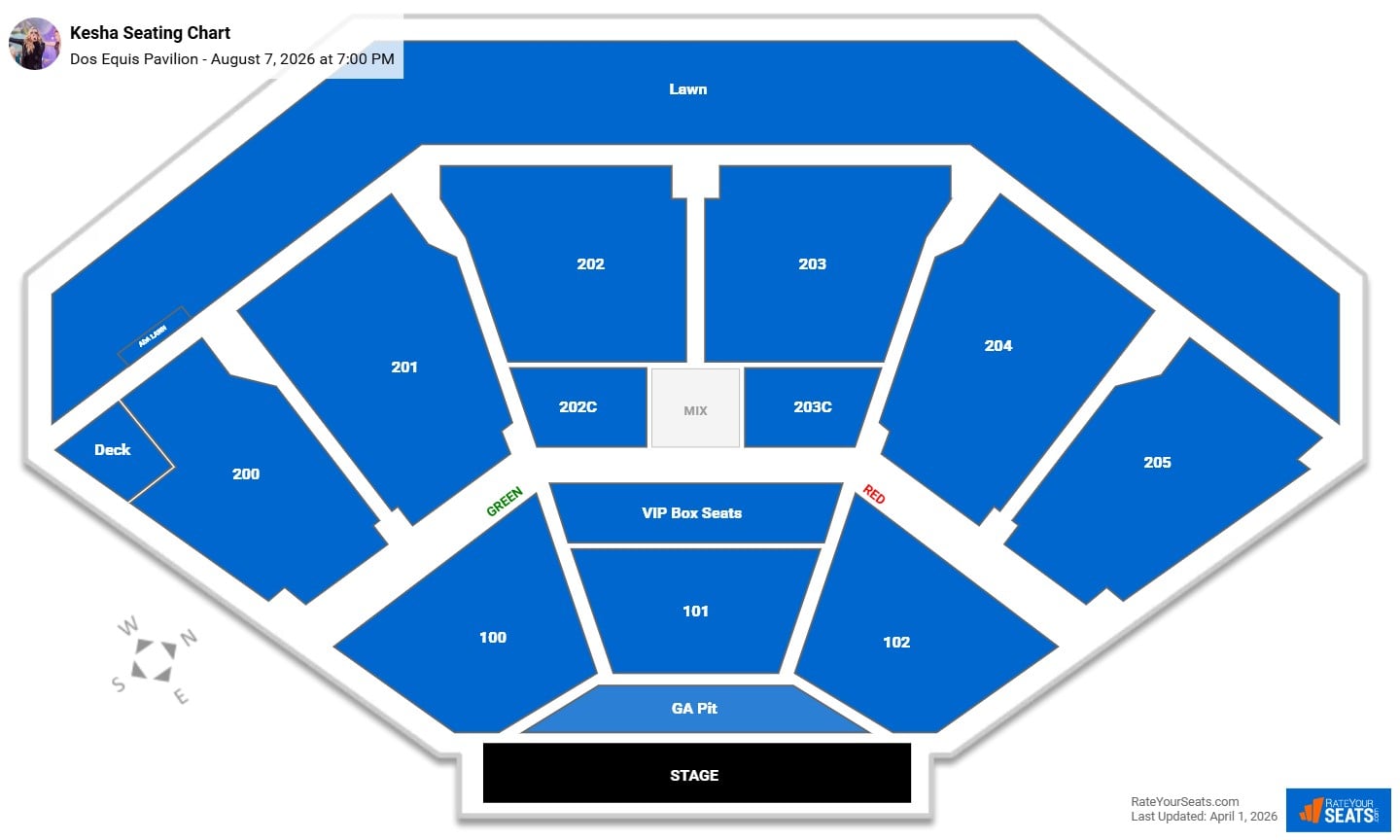 Kesha seating chart Dos Equis Pavilion