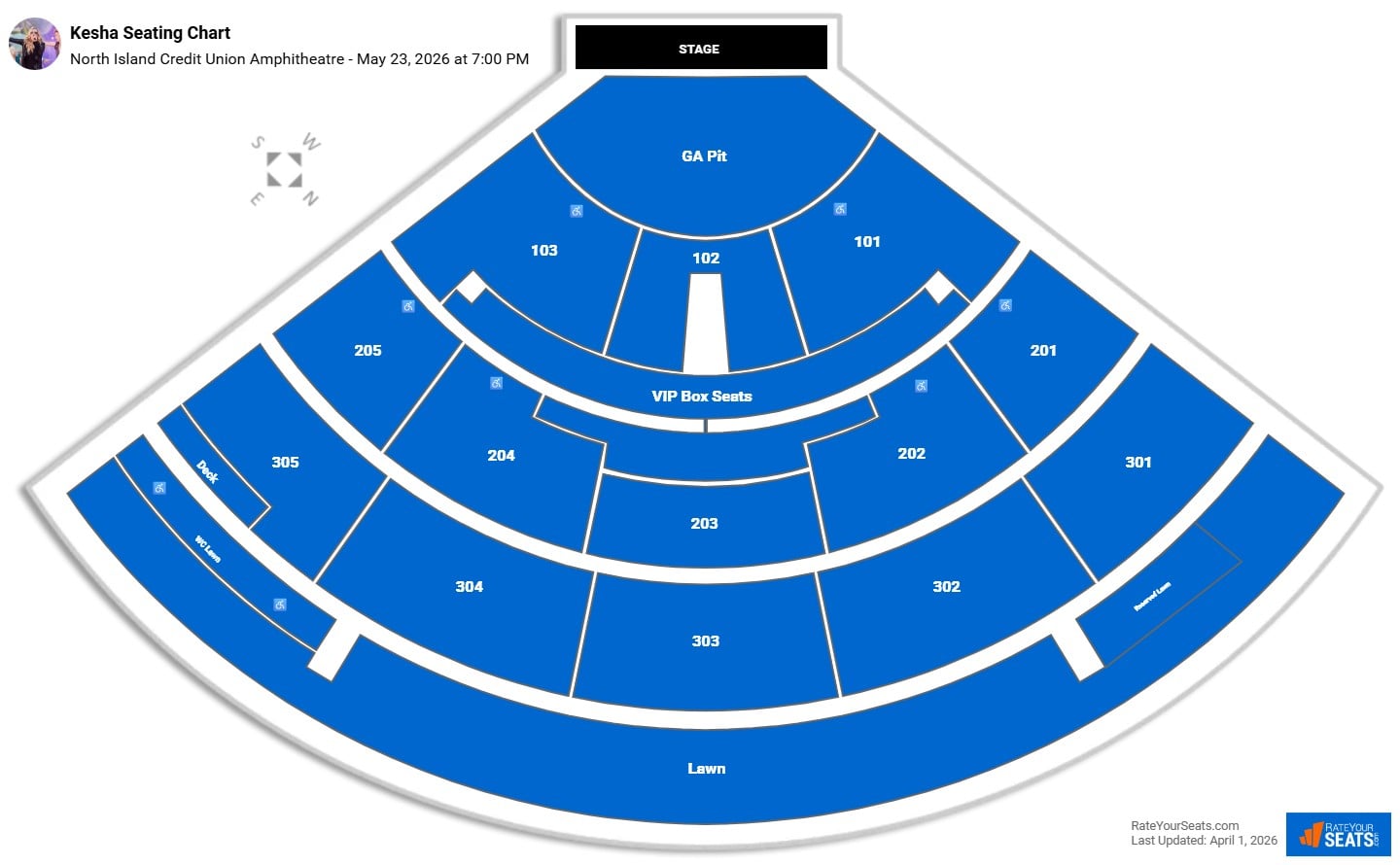 Kesha seating chart North Island Credit Union Amphitheatre (Chula Vista)