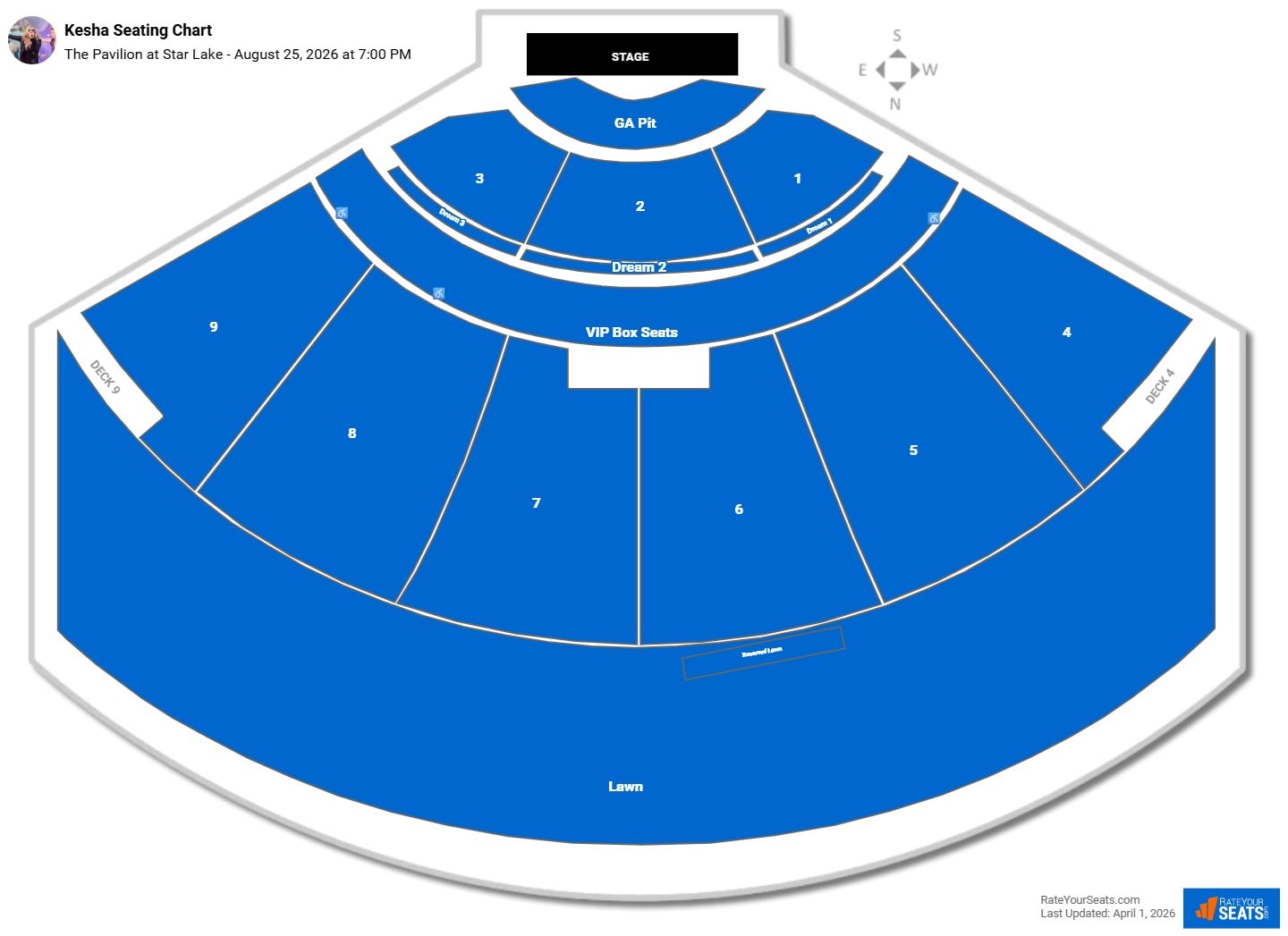 Kesha seating chart The Pavilion at Star Lake