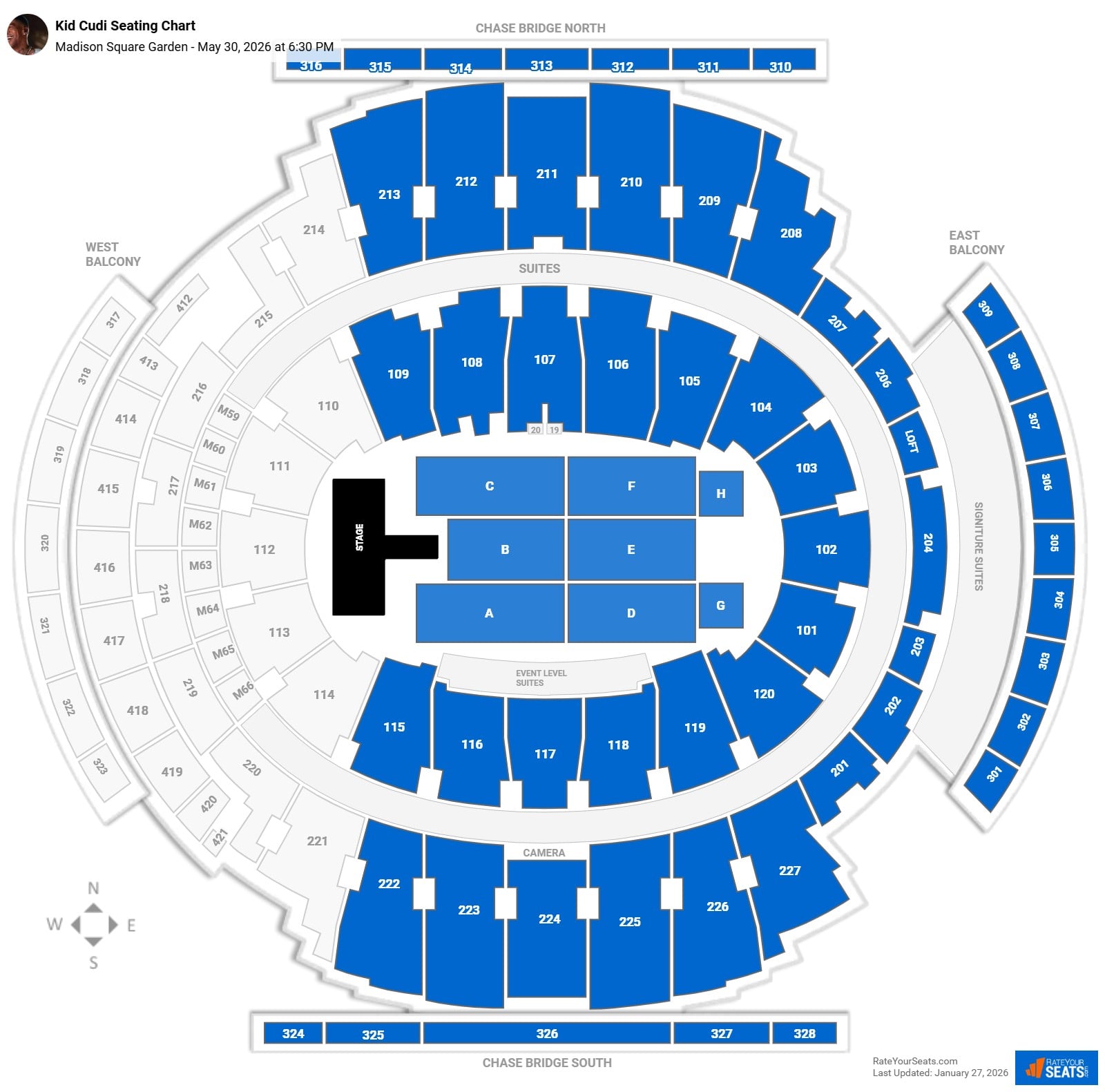 Kid Cudi seating chart Madison Square Garden