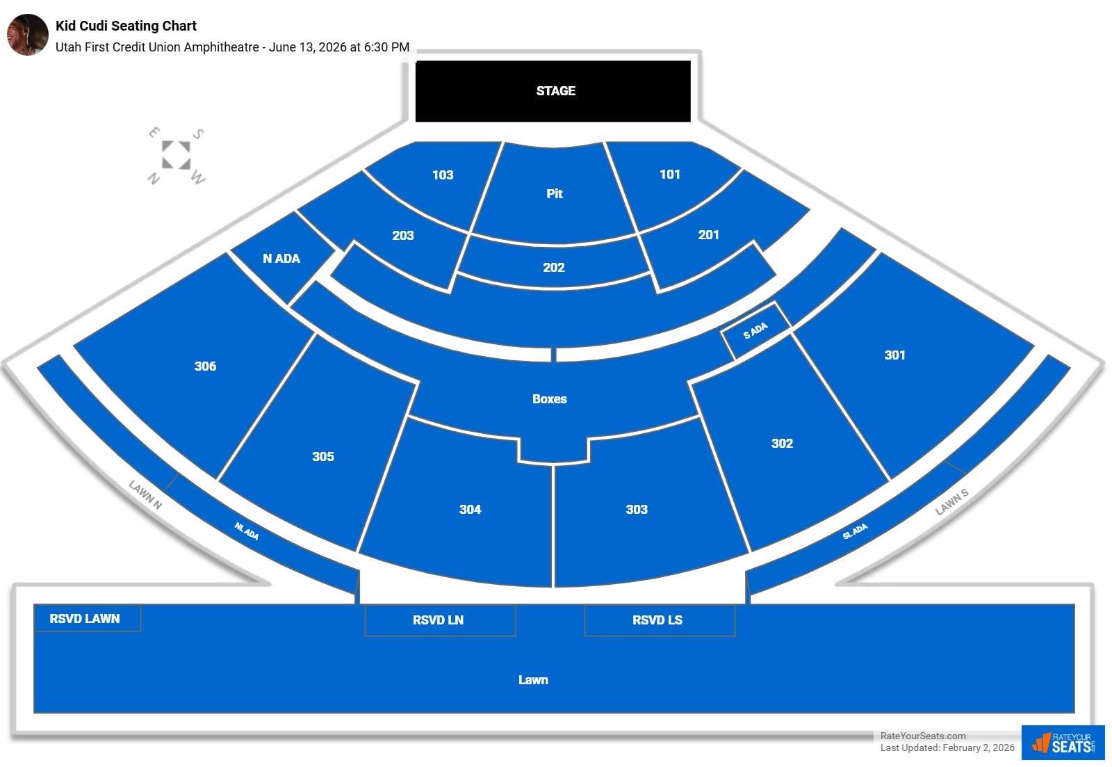 Kid Cudi seating chart Utah First Credit Union Amphitheatre