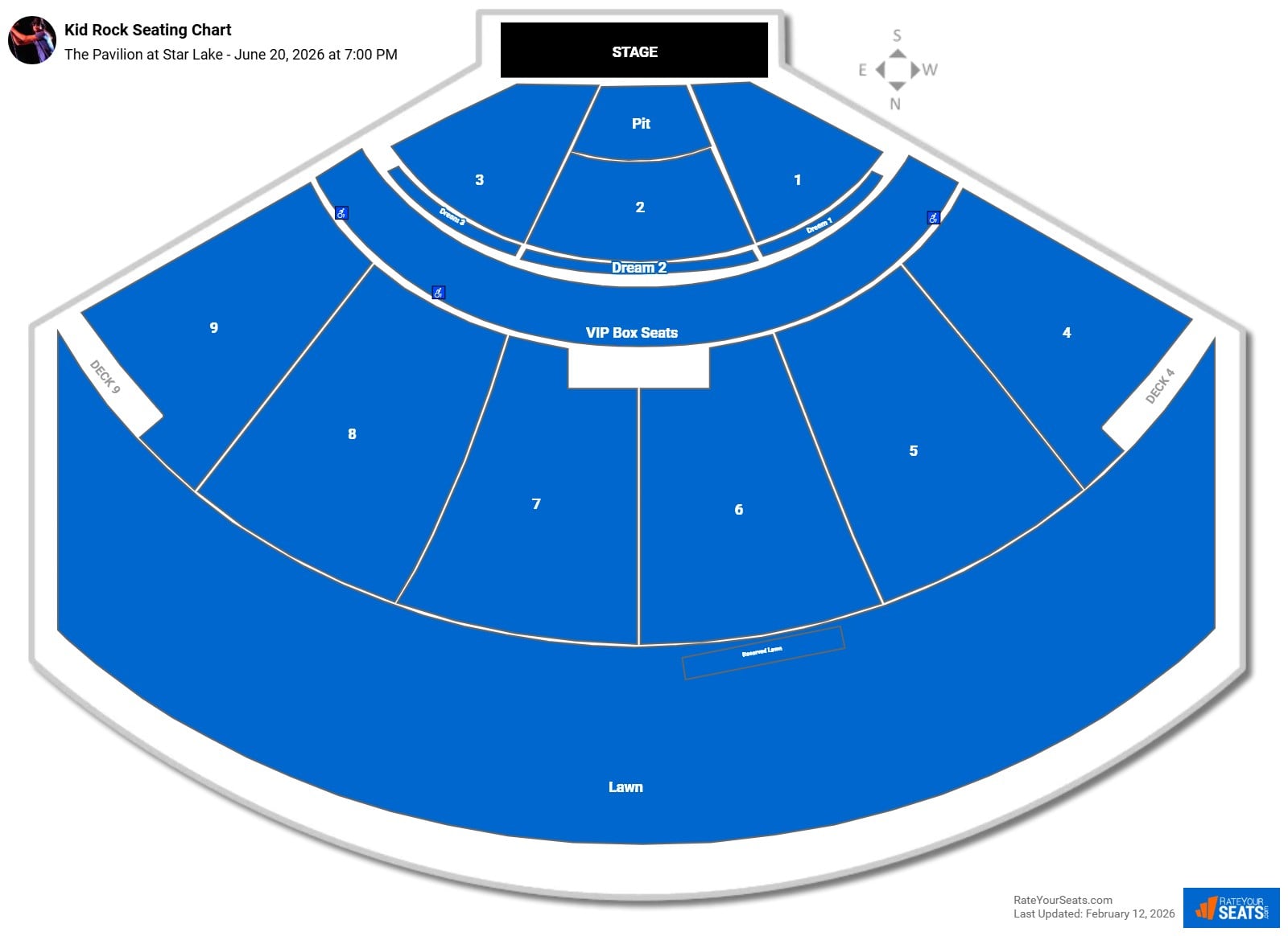 Kid Rock seating chart The Pavilion at Star Lake