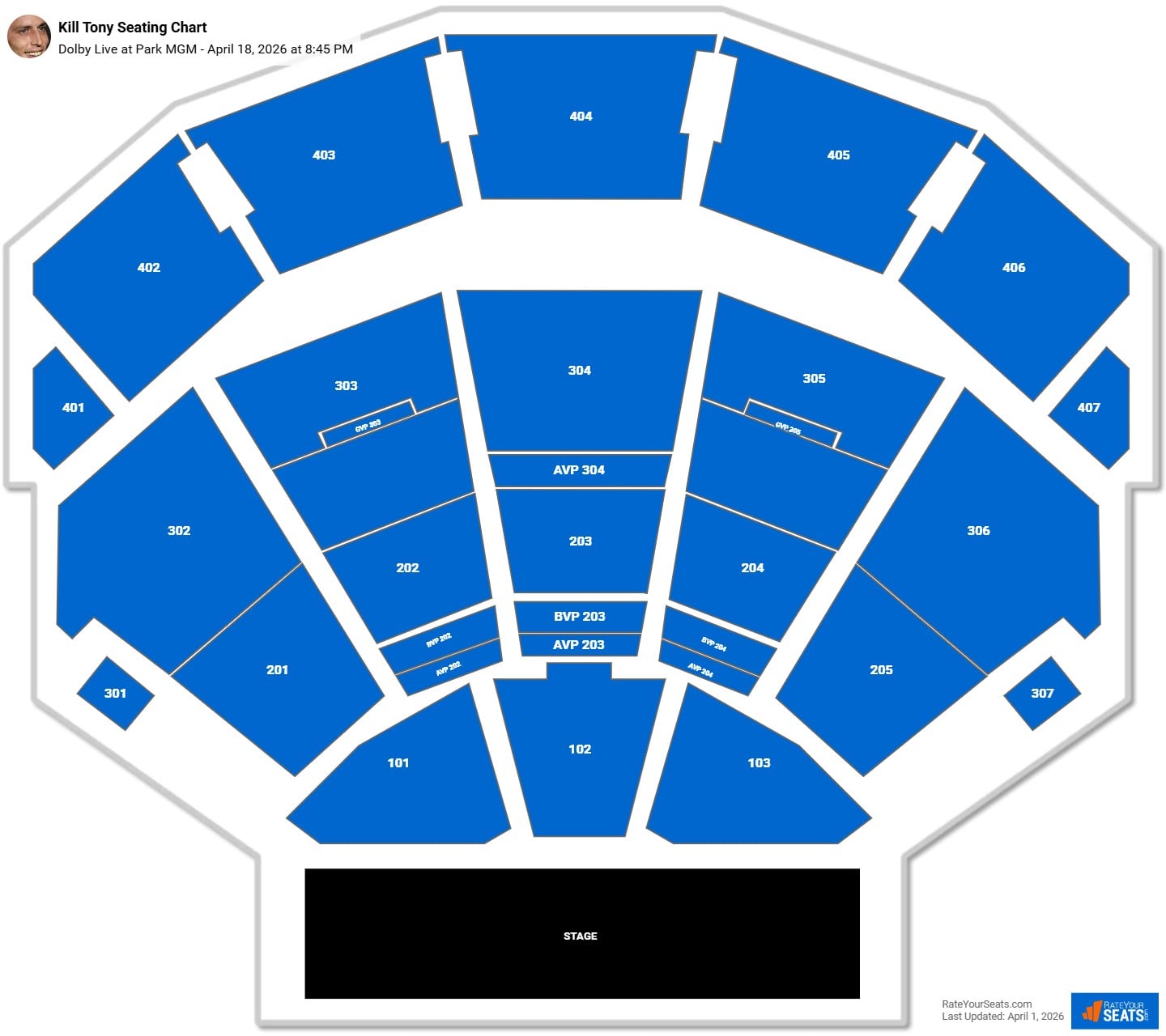 Kill Tony seating chart Dolby Live at Park MGM