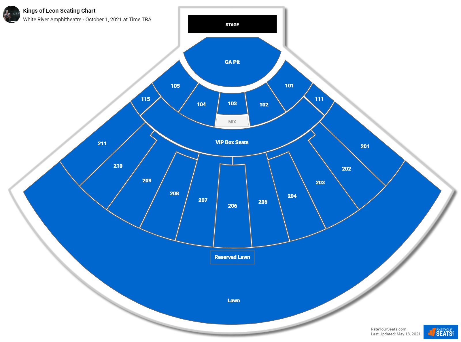 Kings of Leon seating chart White River Amphitheatre