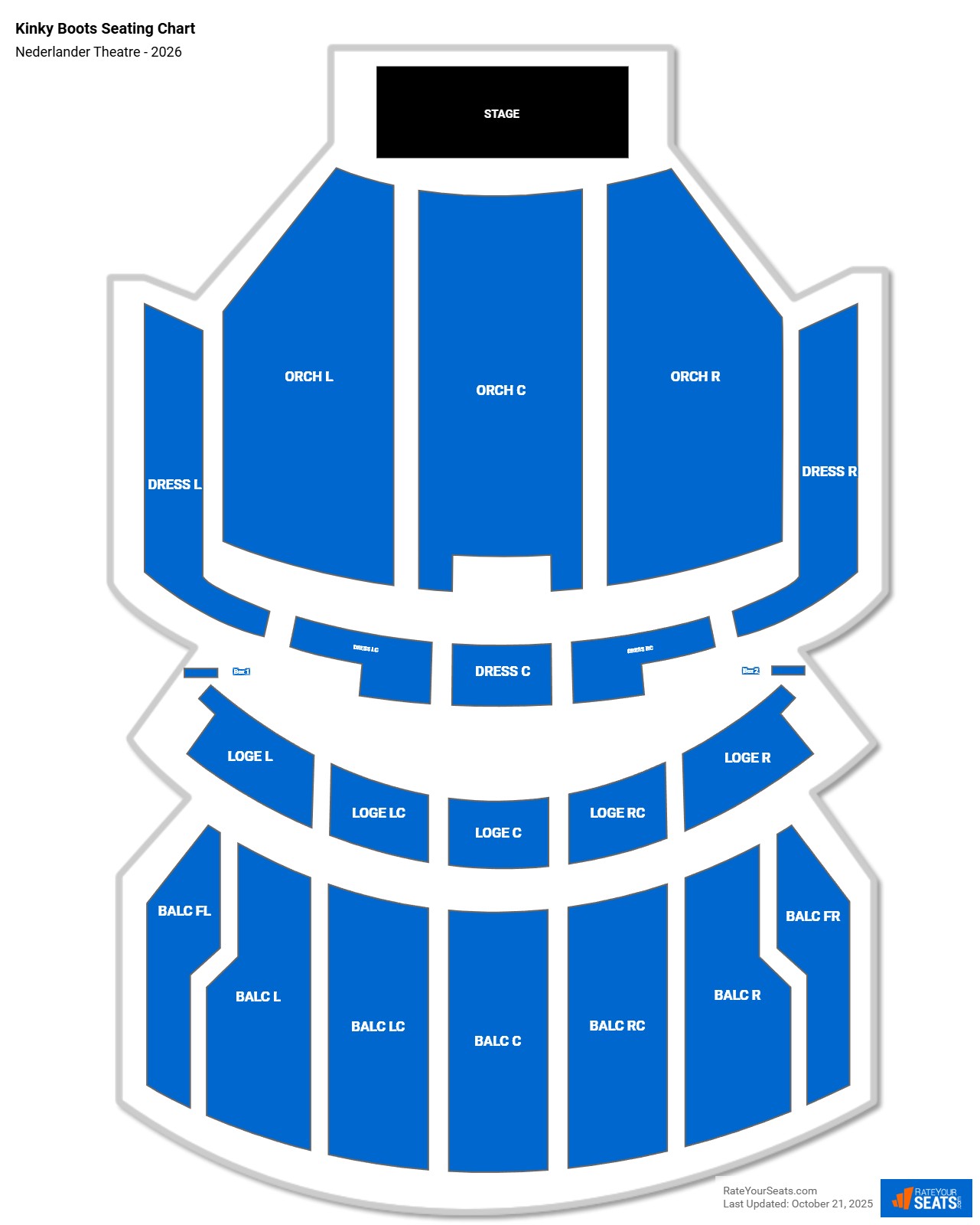 Kinky Boots seating chart Nederlander Theatre Chicago