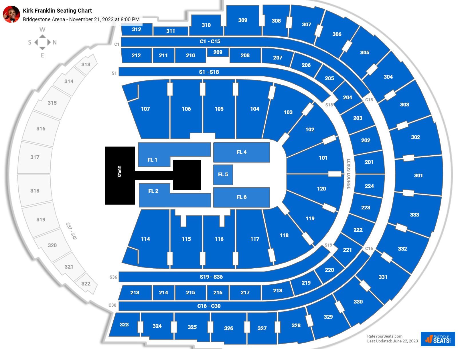 Bridgestone Arena Concert Seating Chart - RateYourSeats.com