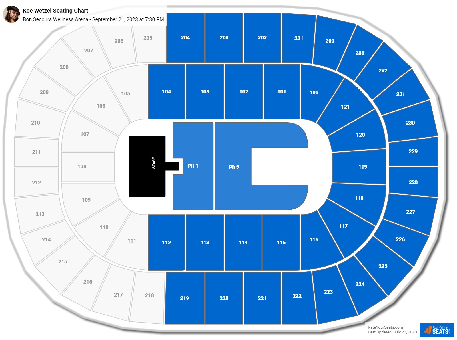 Bon Secours Wellness Arena Concert Seating Chart - RateYourSeats.com