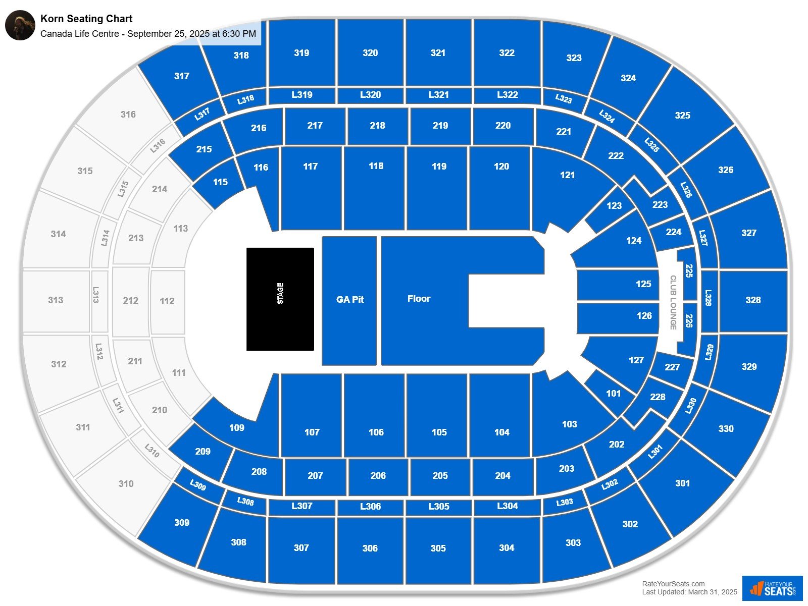Korn seating chart Canada Life Centre