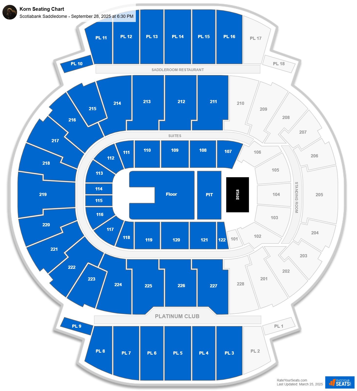 Korn seating chart Scotiabank Saddledome